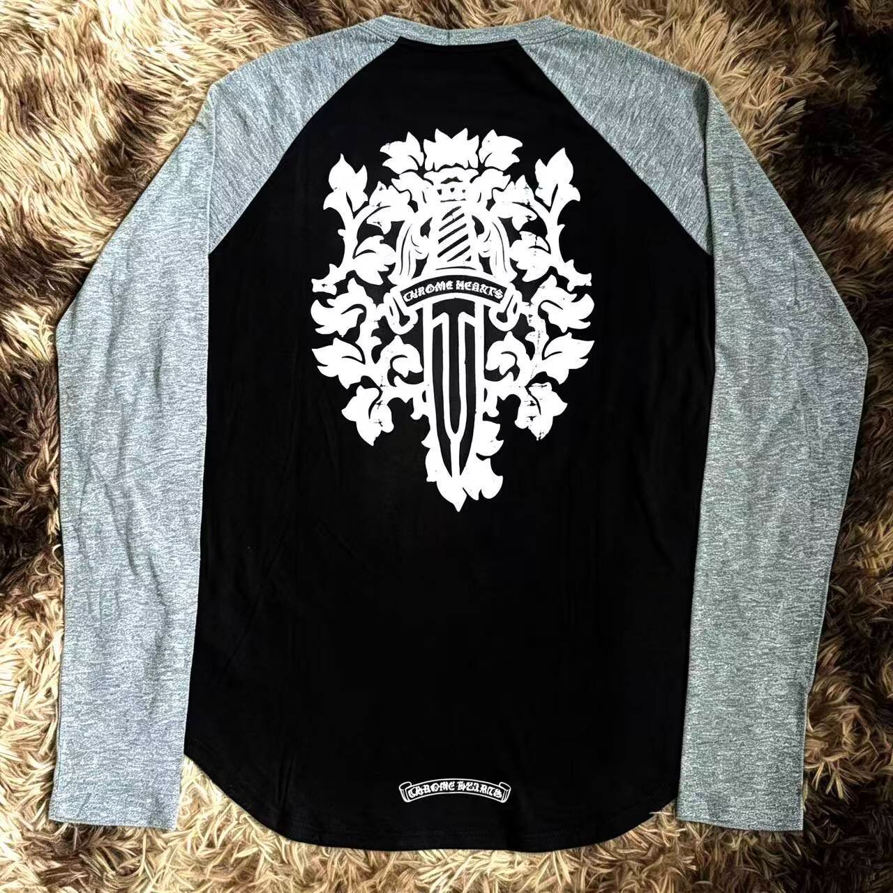 Chrome Hearts Gray Black Long Sleeve Tee
