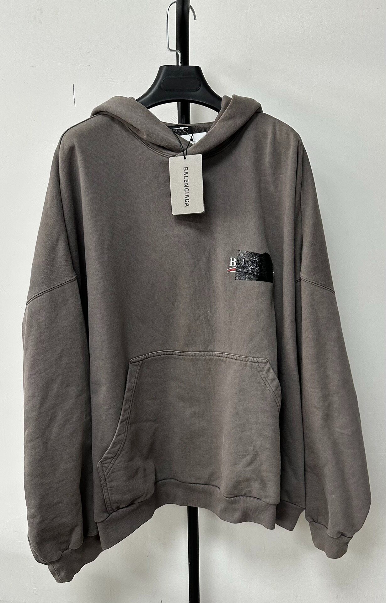 Balenciaga Gray Oversized Logo Hoodie