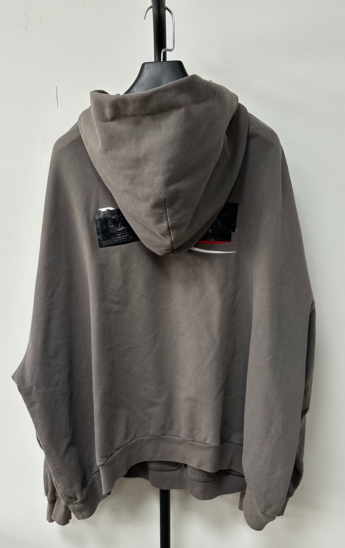 Balenciaga Gray Oversized Logo Hoodie — front