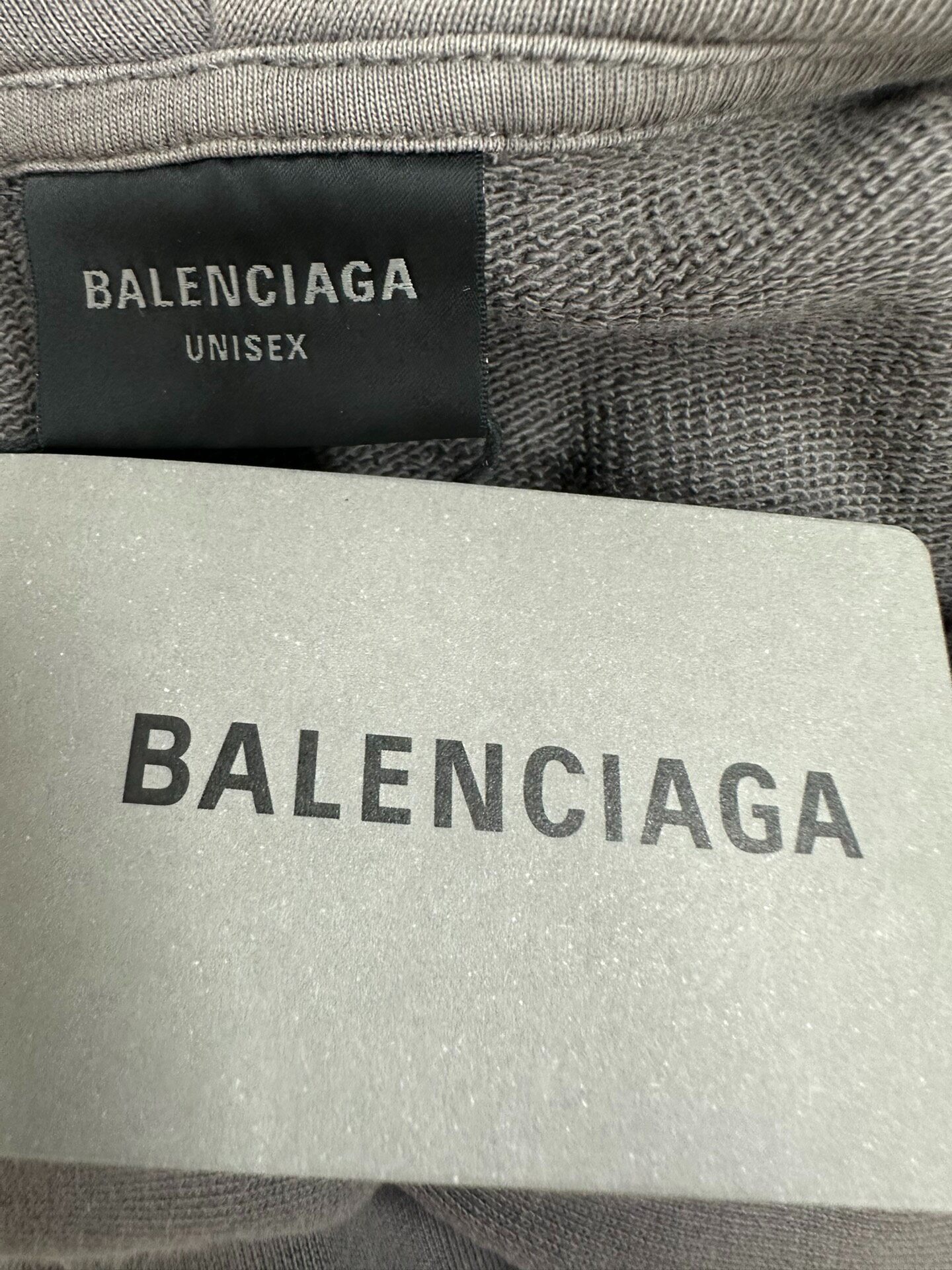 Balenciaga Gray Oversized Logo Hoodie — label