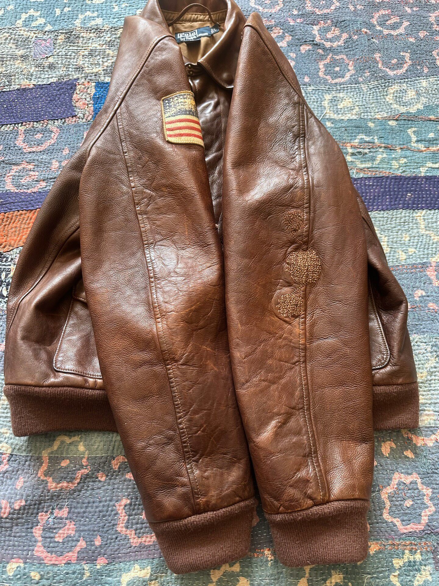 Polo Ralph Lauren Distressed Leather Bomber — label