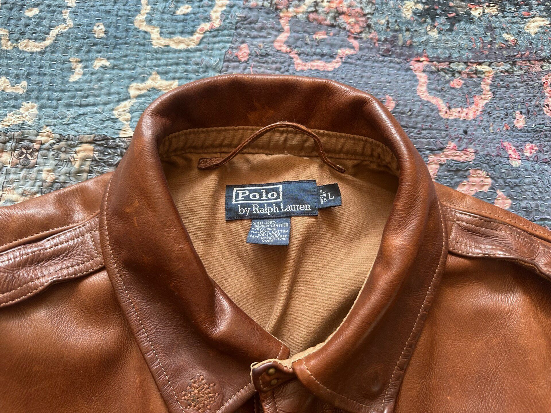 Polo Ralph Lauren Distressed Leather Bomber — detail