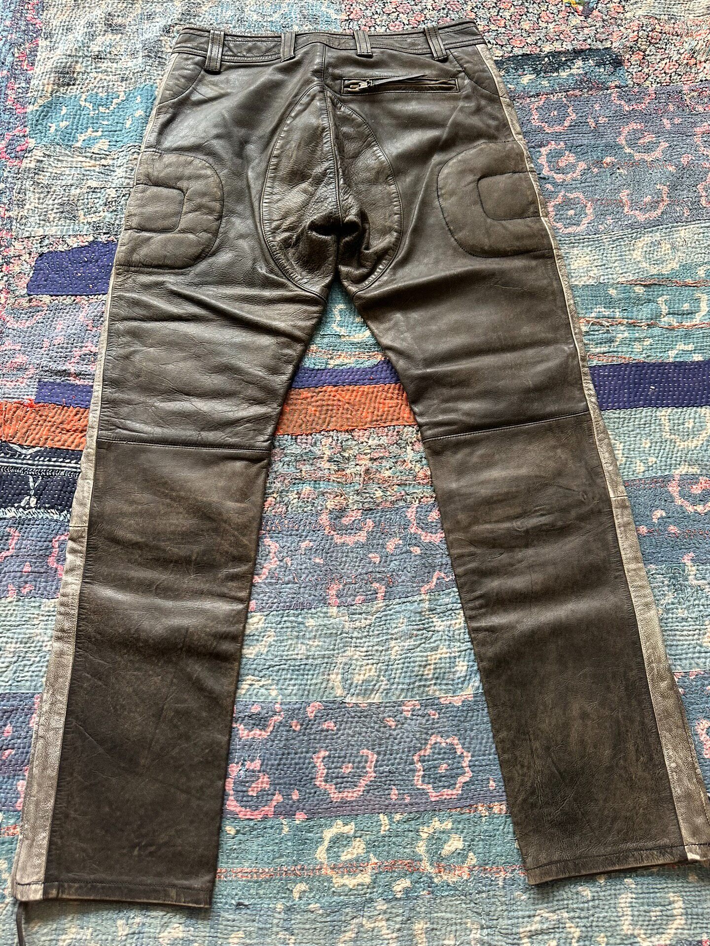 Polo RRL Distressed Leather Moto Pants — front