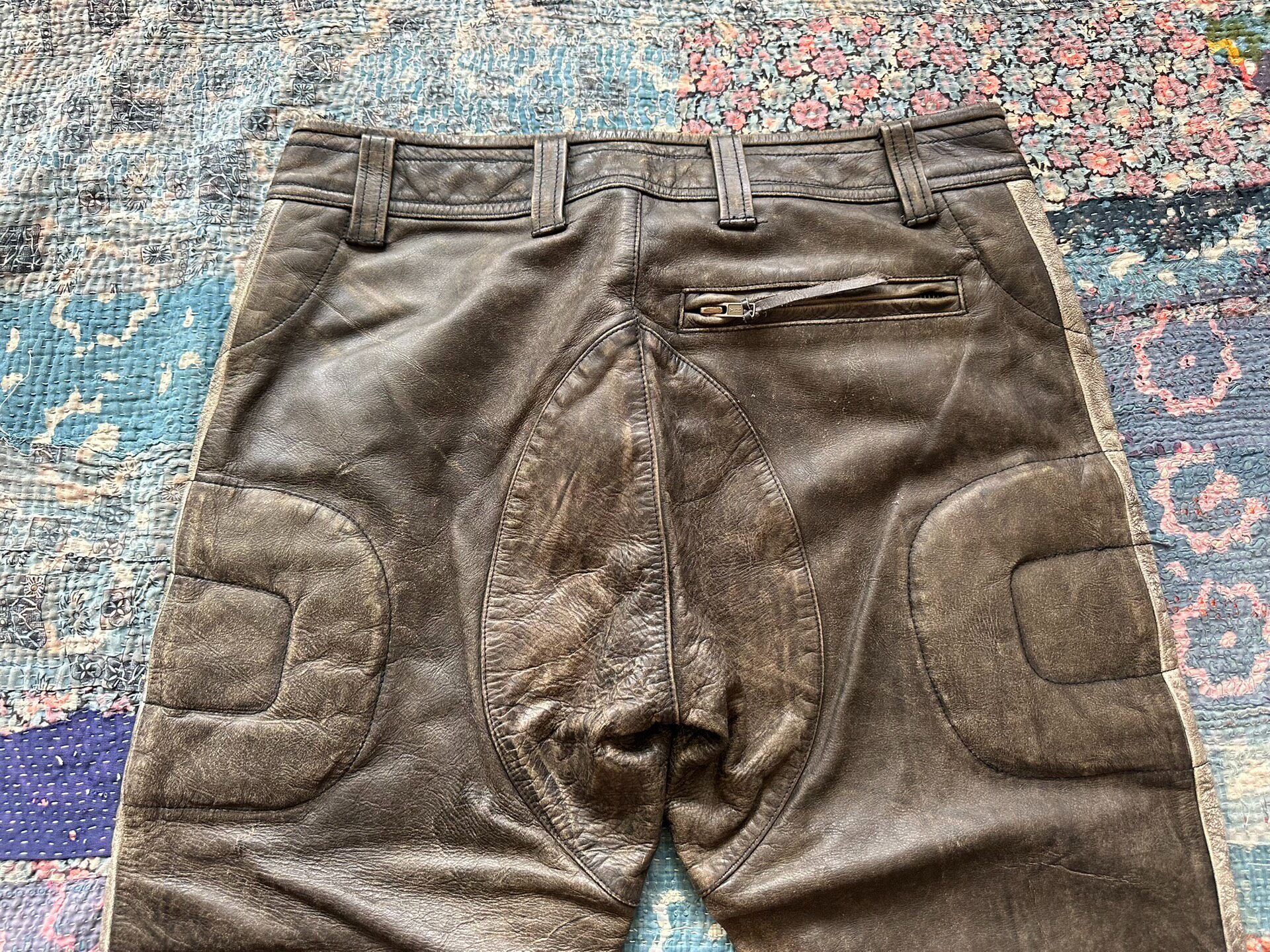 Polo RRL Distressed Leather Moto Pants — label
