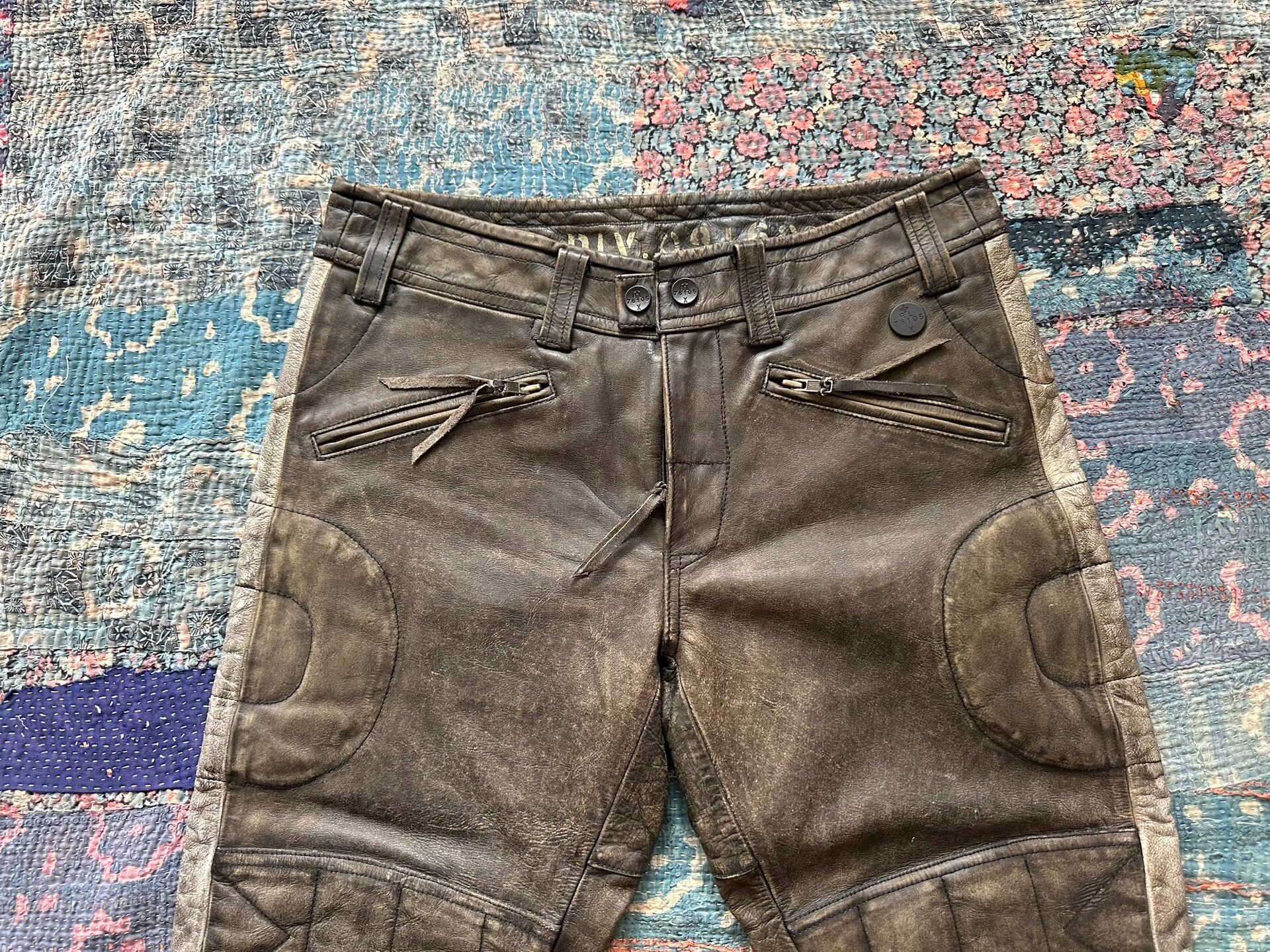 Polo RRL Distressed Leather Moto Pants — detail