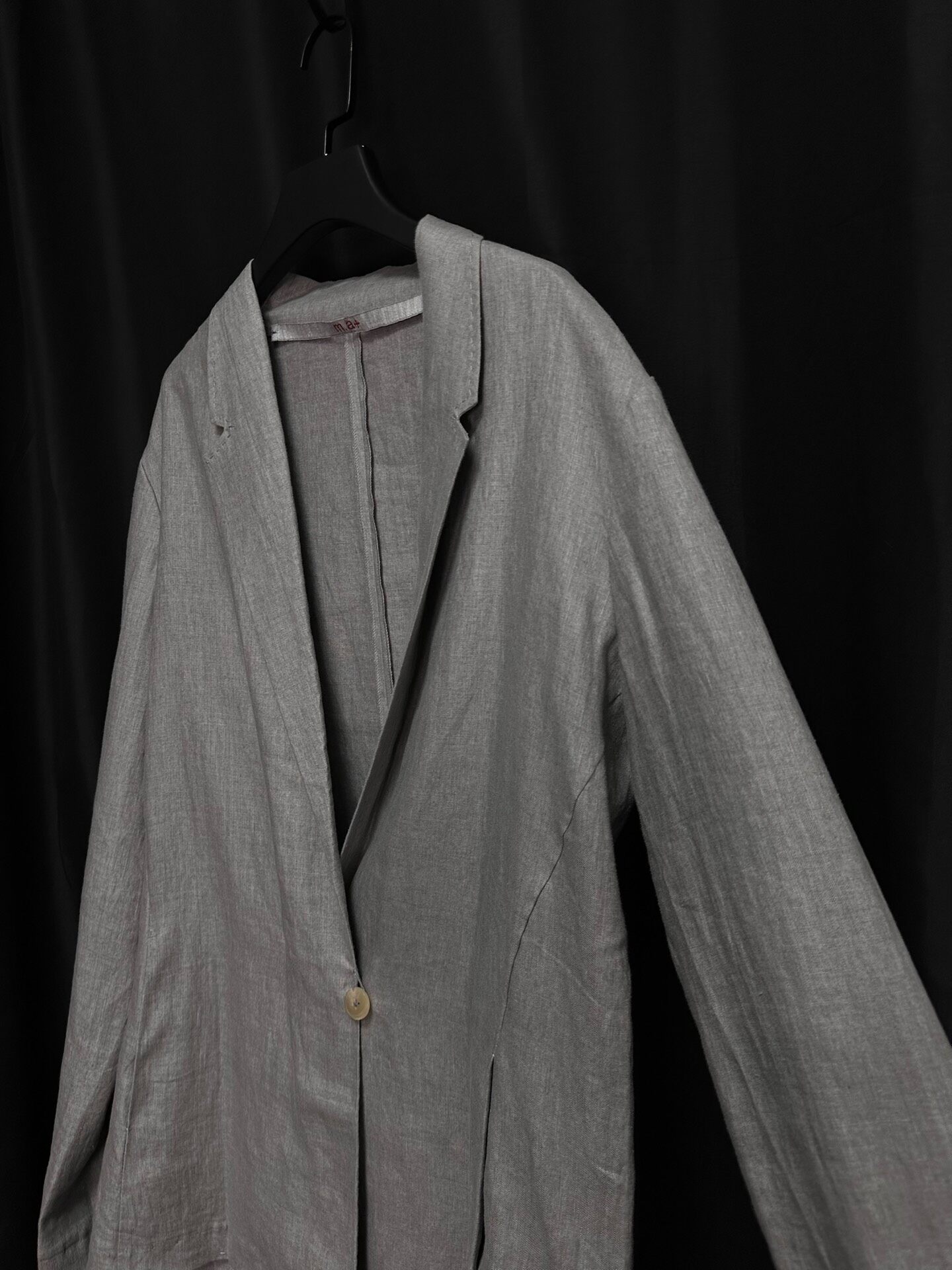 m.a+ Gray Linen Blazer — back
