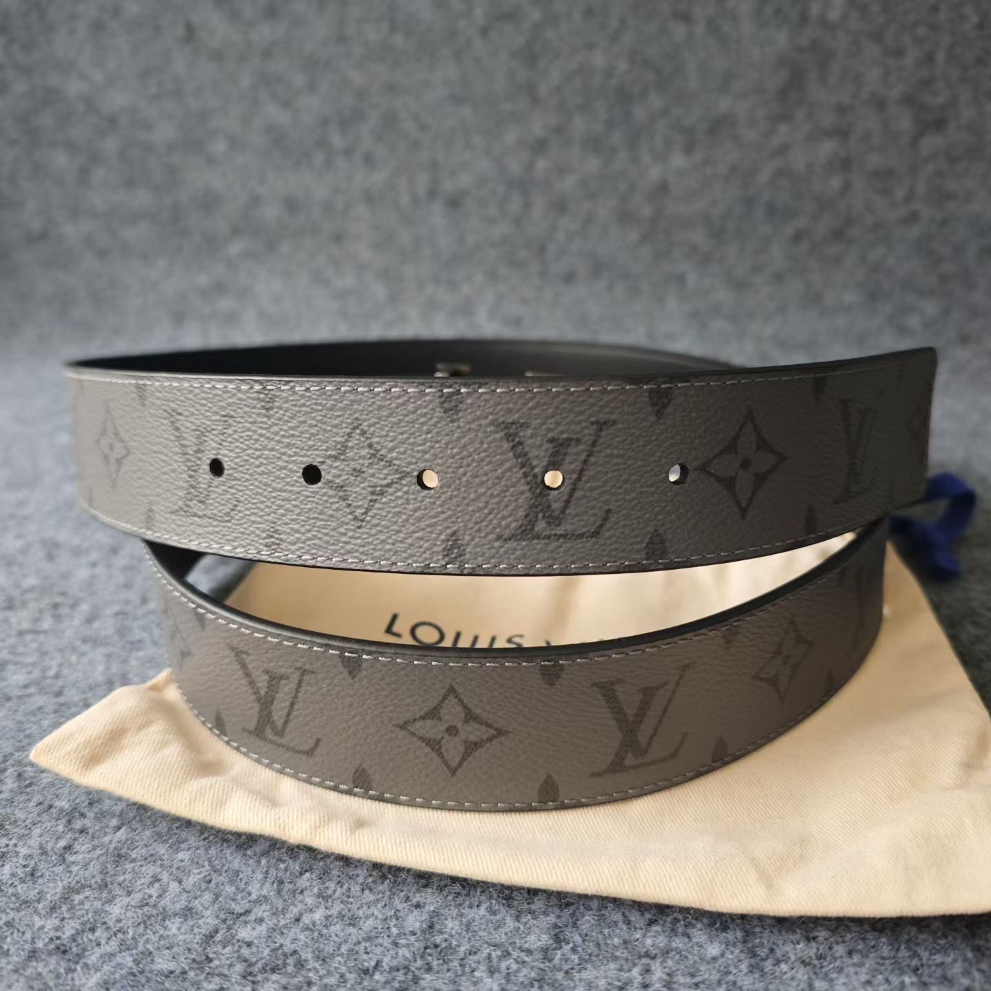 Louis Vuitton Dark Gray Monogram Belt — back