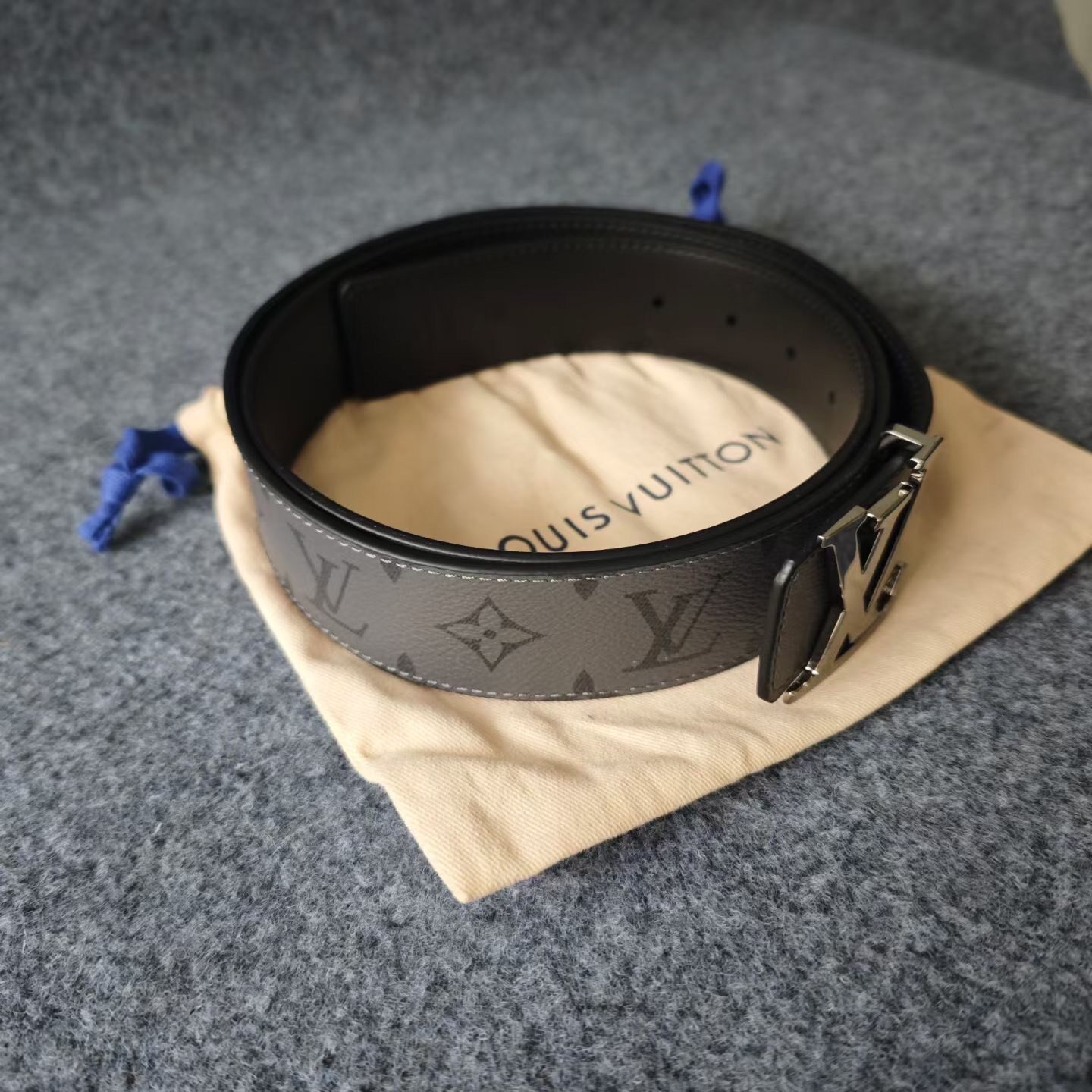 Louis Vuitton Dark Gray Monogram Belt — front
