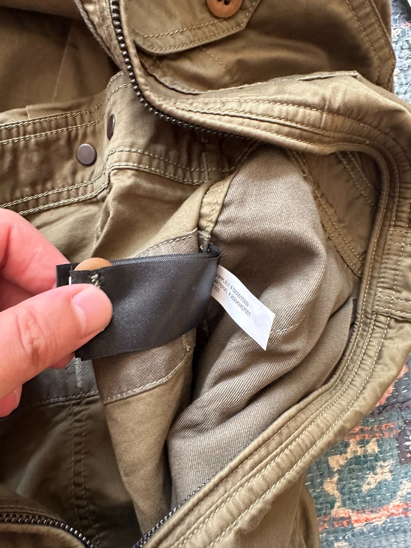 RRL Women’s Olive Green Utility Jumpsuit Jacket — label