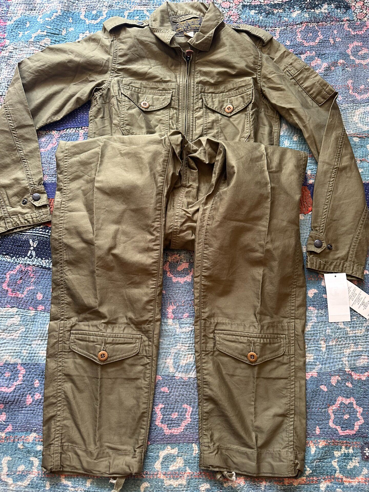RRL Women’s Olive Green Utility Jumpsuit Jacket — detail