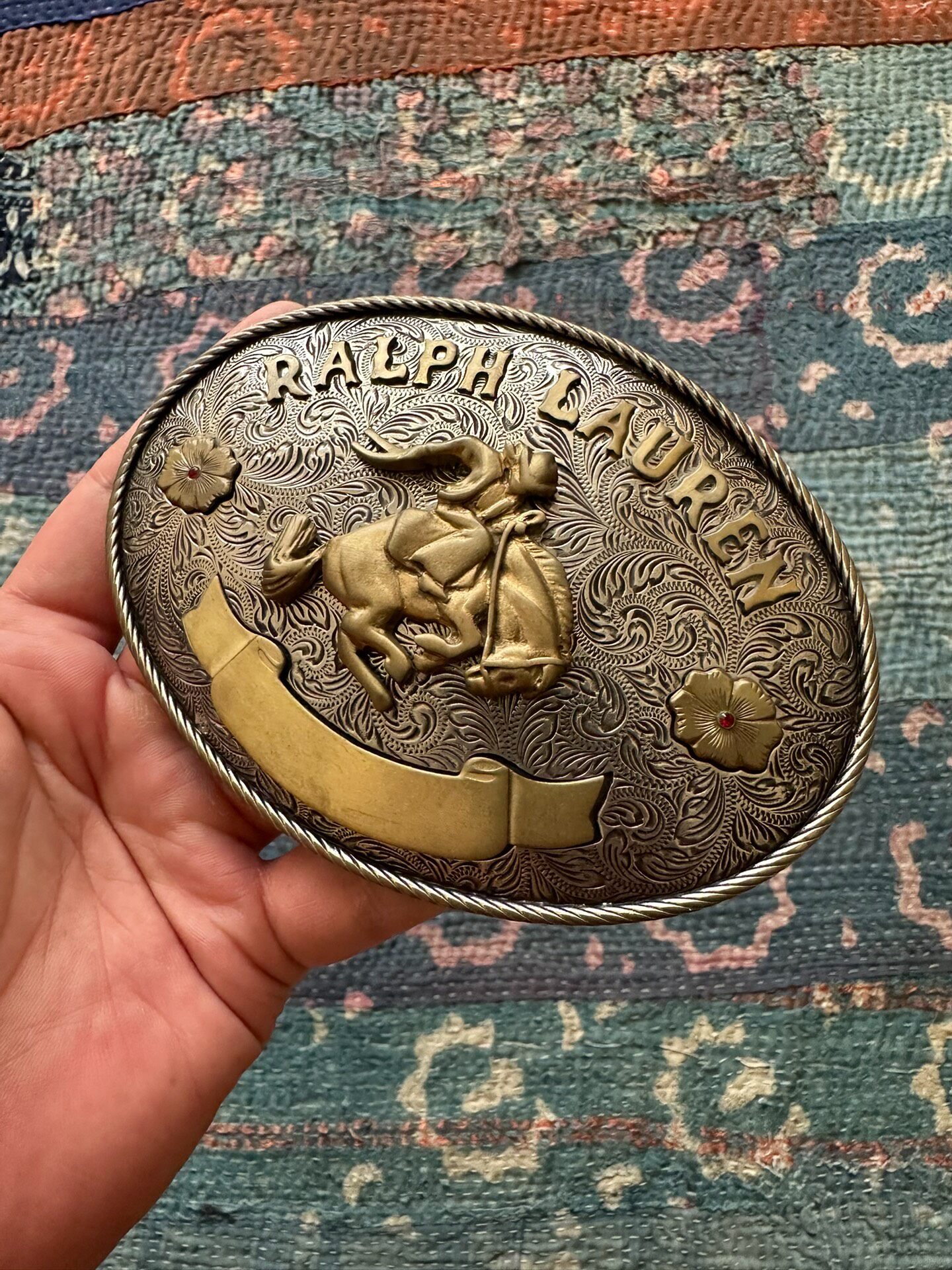 Ralph Lauren Purple Label Western Belt Buckle — detail