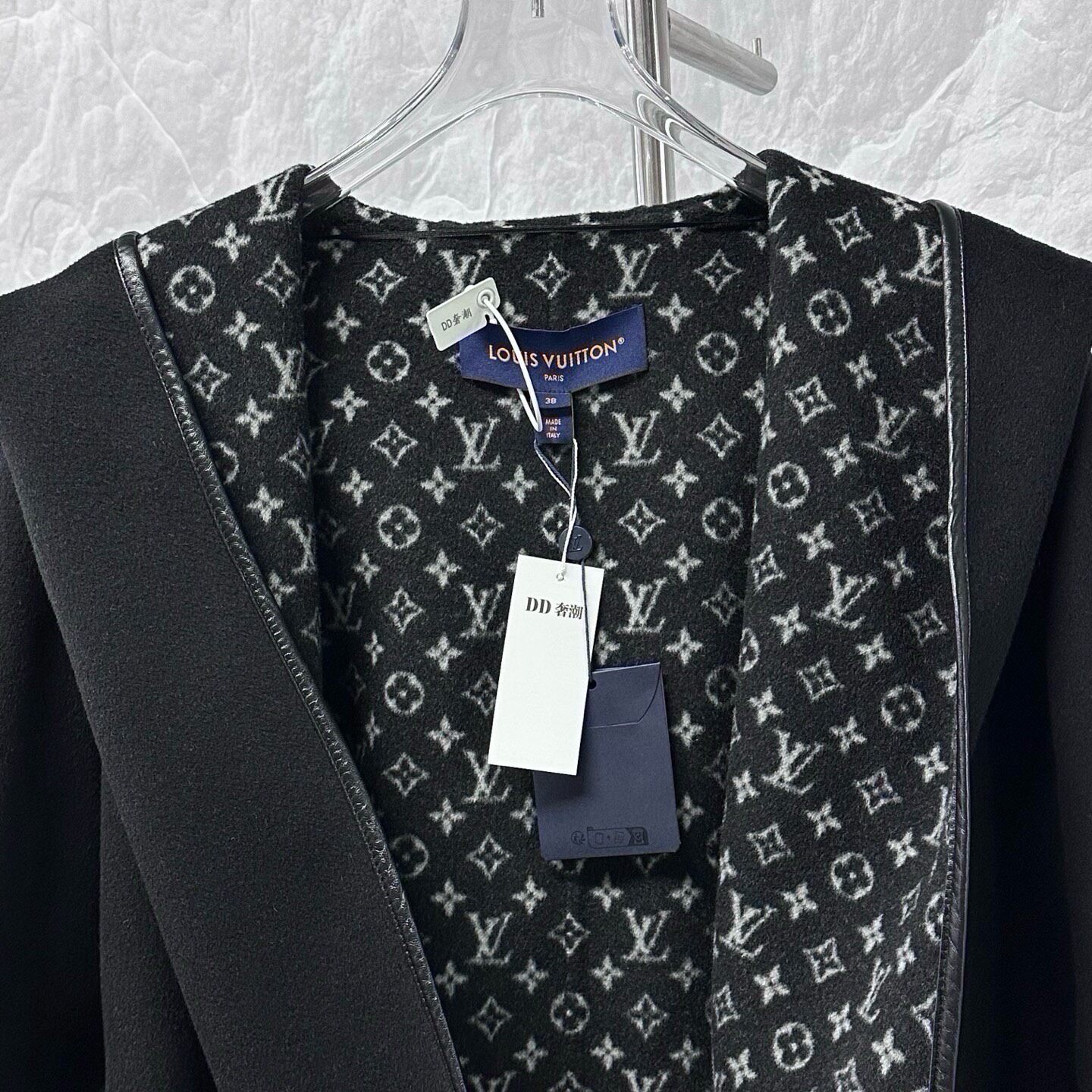 Louis Vuitton Hooded Wool Monogram Coat — back