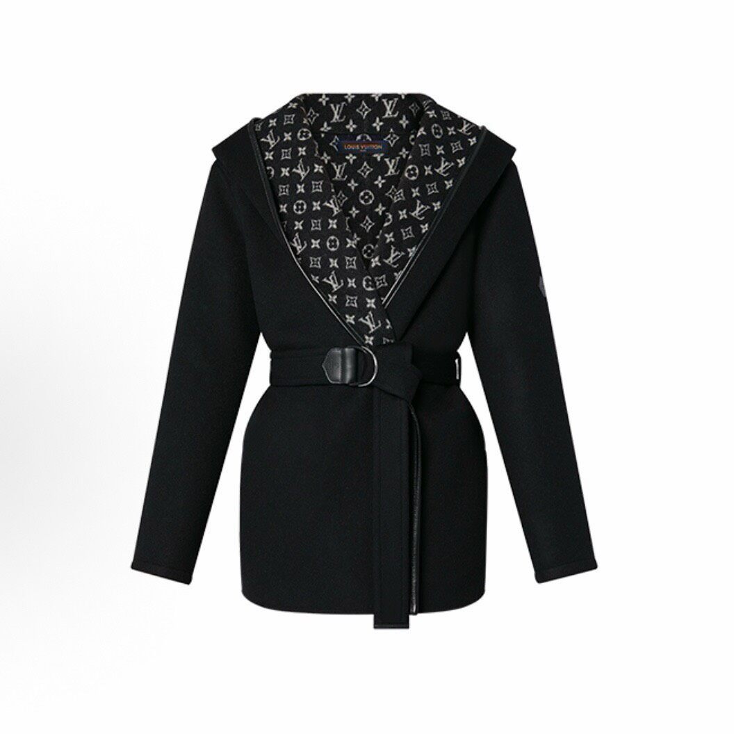 Louis Vuitton Hooded Wool Monogram Coat