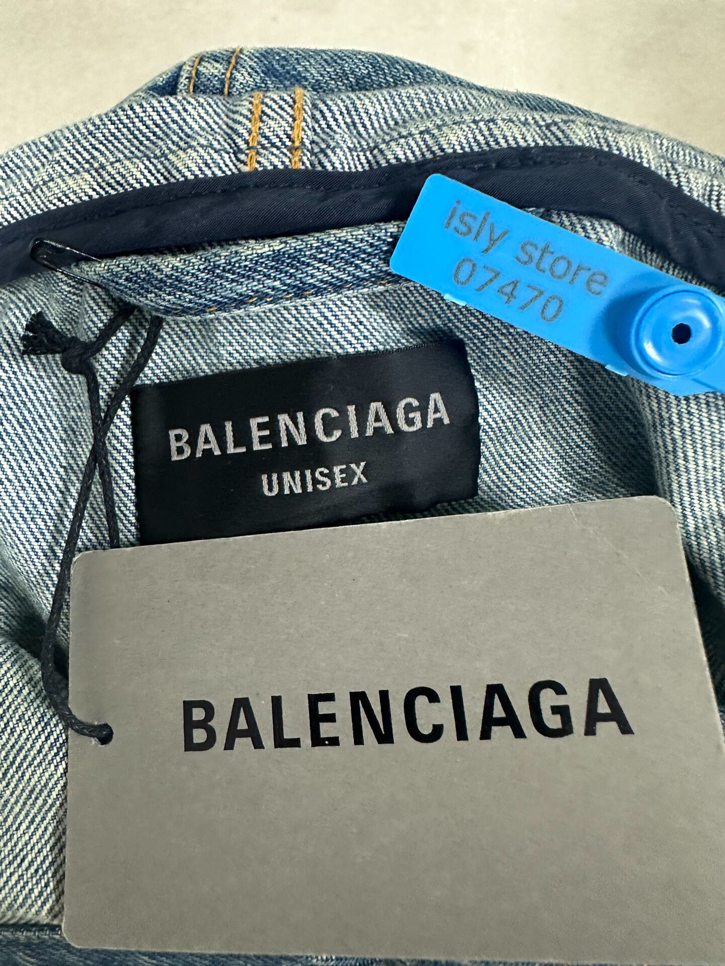 Balenciaga Men’s Light Blue Denim Hooded Jacket — back