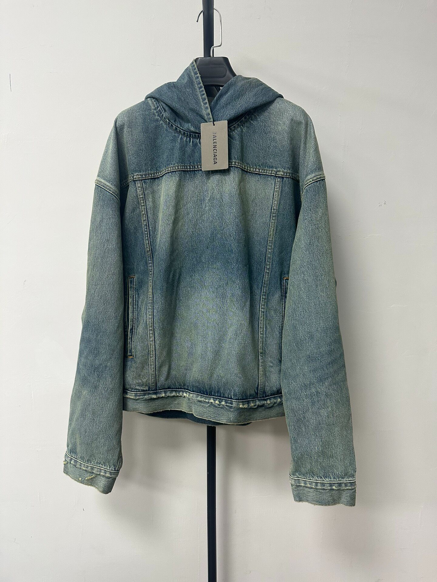Balenciaga Men’s Light Blue Denim Hooded Jacket