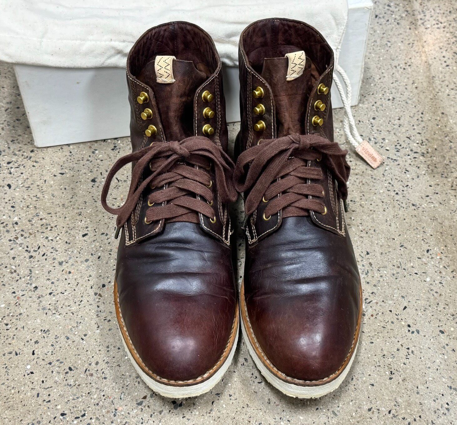Visvim Virgil Boots-Folk DK Brown M12 — front