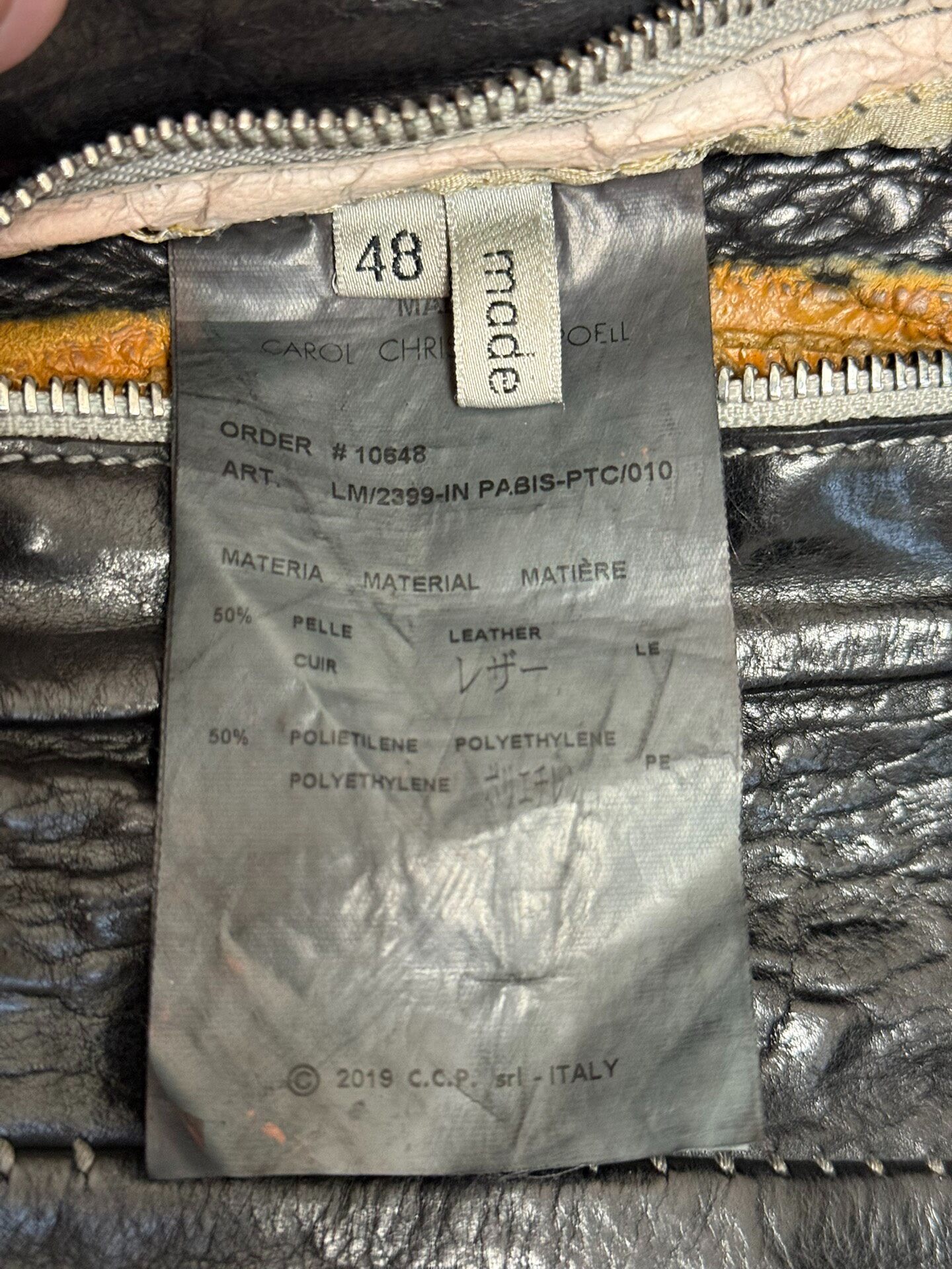 Carol Christian Poell Black Leather Jacket — label