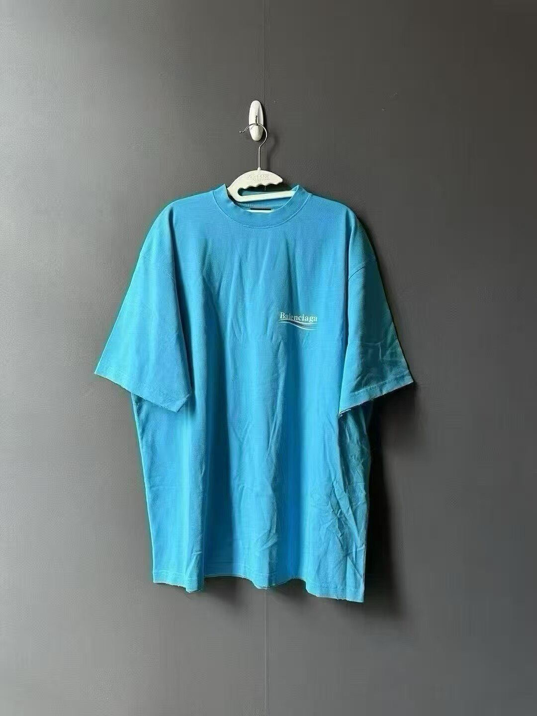 Balenciaga Light Blue Distressed Coke Tee