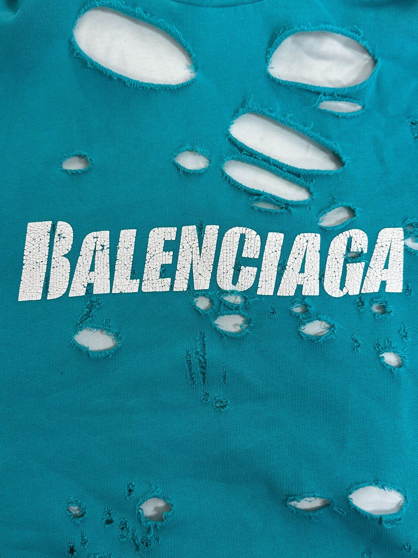 Balenciaga Distressed Hoodie — detail