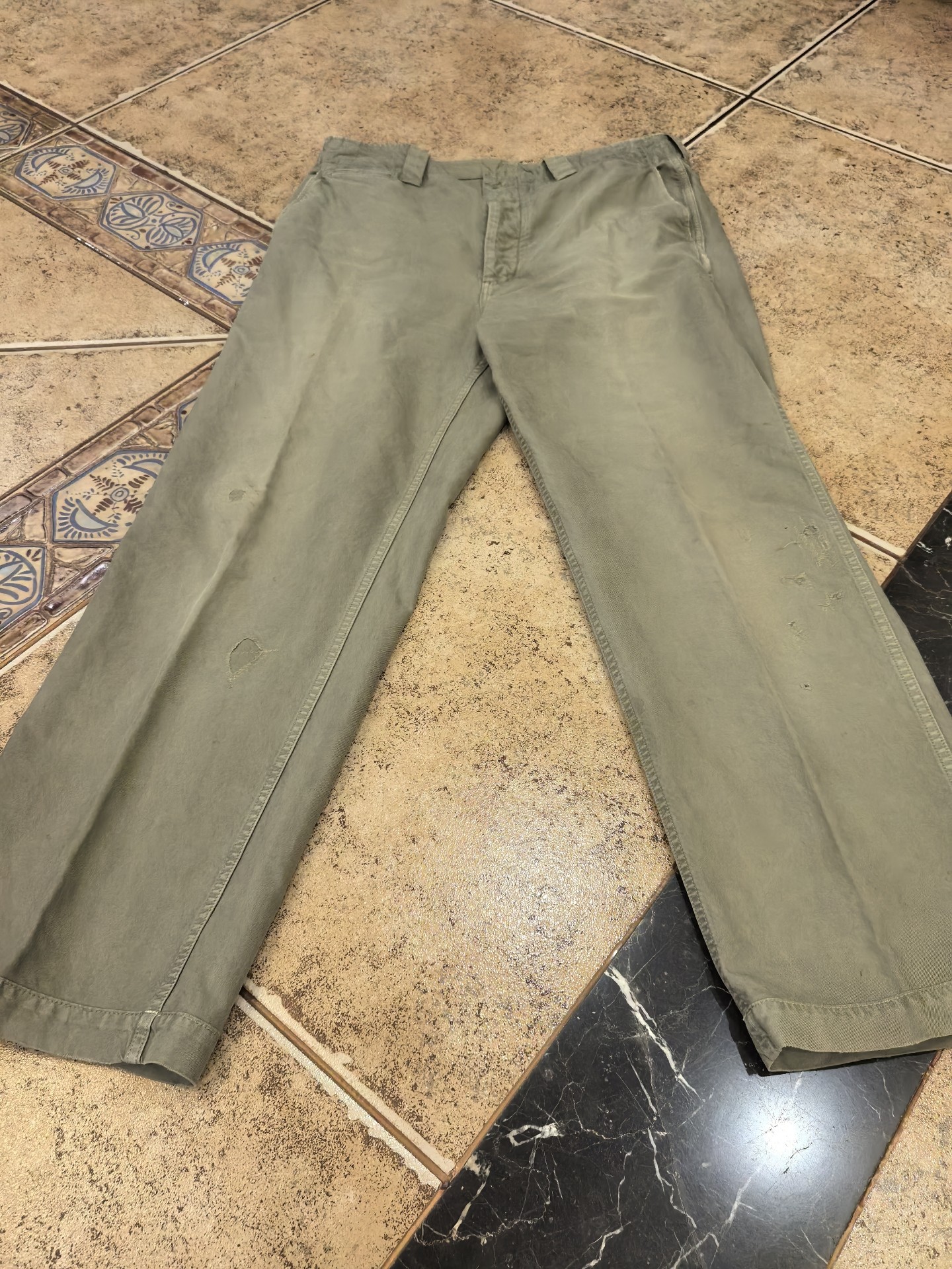 Visvim Men’s Olive Straight Leg Casual Pants