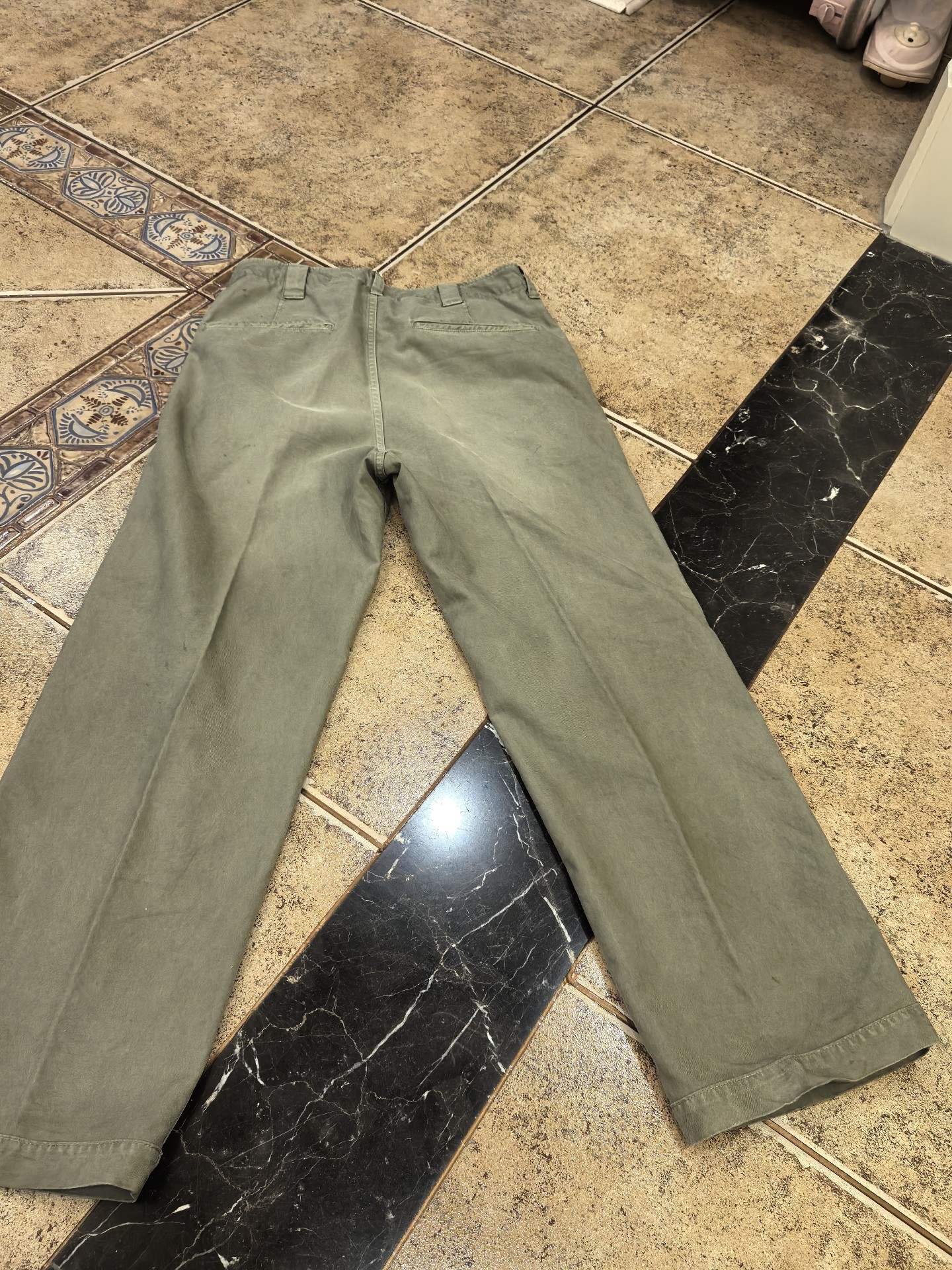 Visvim Men’s Olive Straight Leg Casual Pants — front
