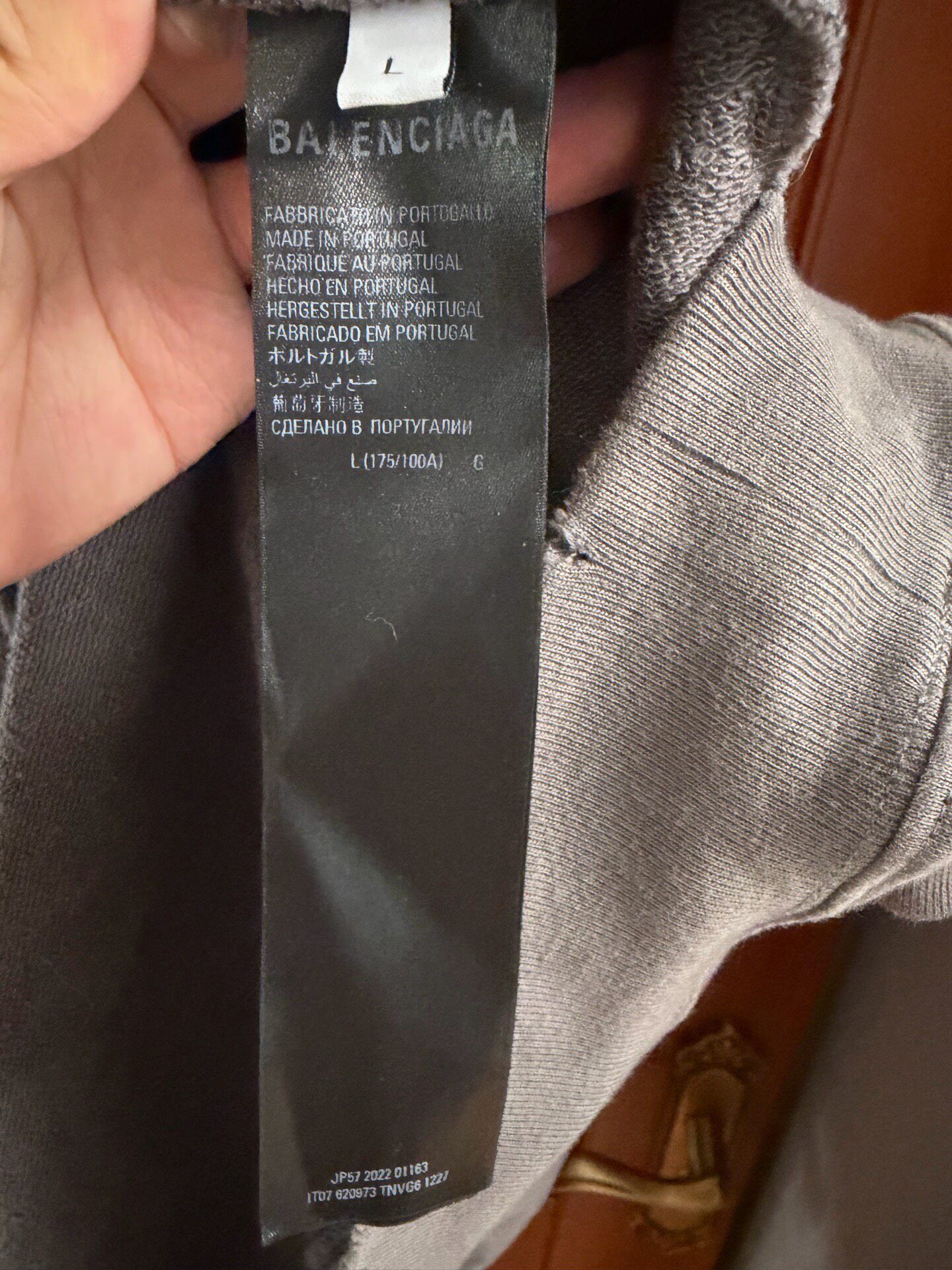 Balenciaga Washed Gray Hoodie — detail