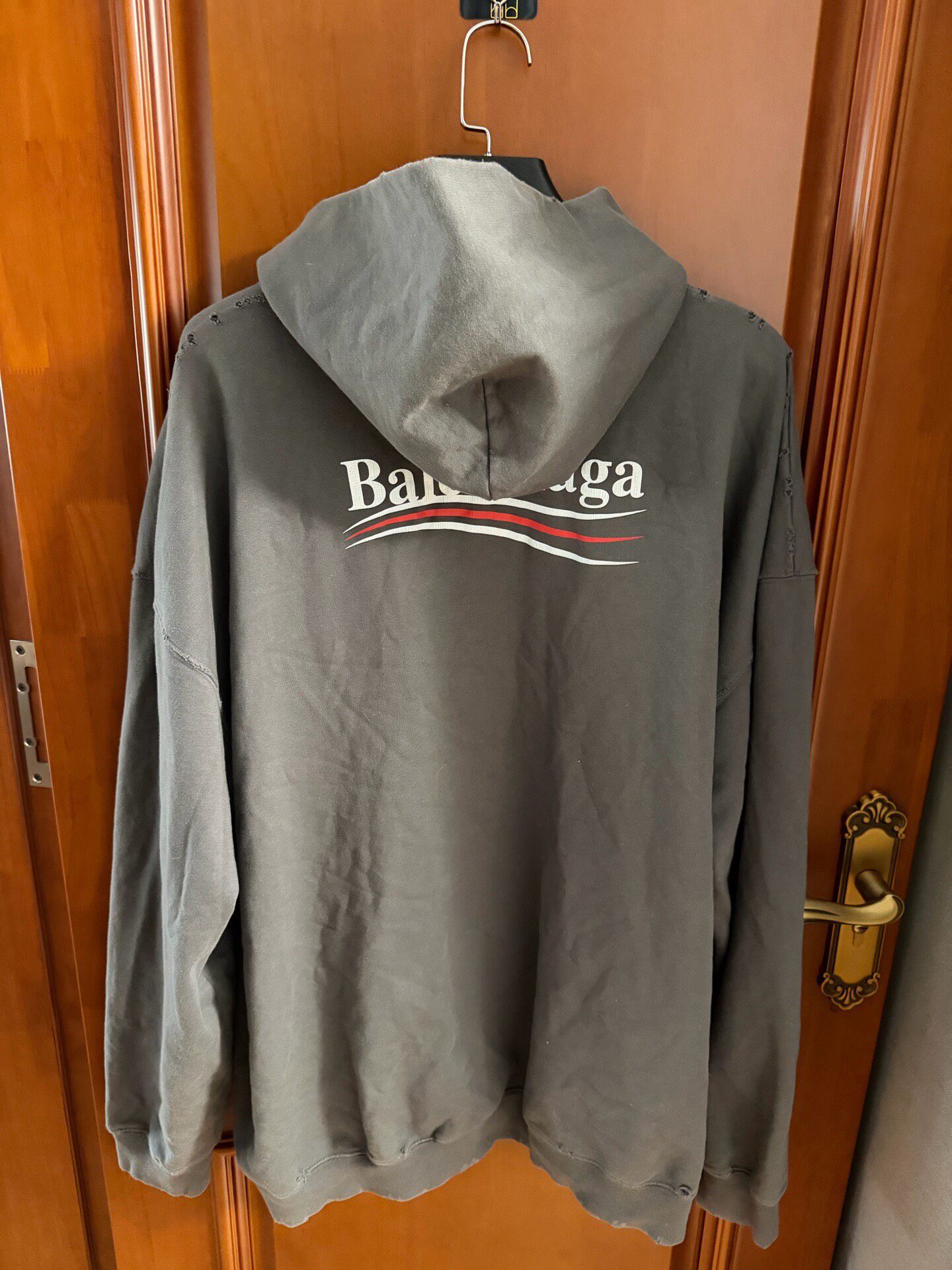 Balenciaga Washed Gray Hoodie — front