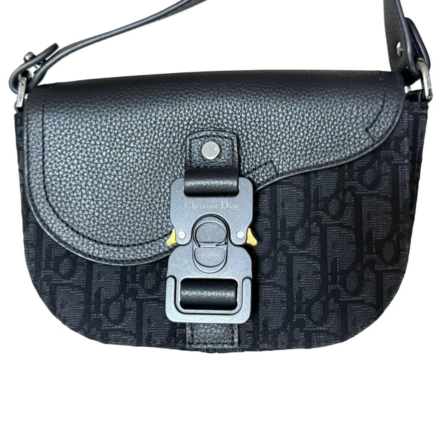 Dior Mini Black Monogram Saddle Crossbody Bag — front