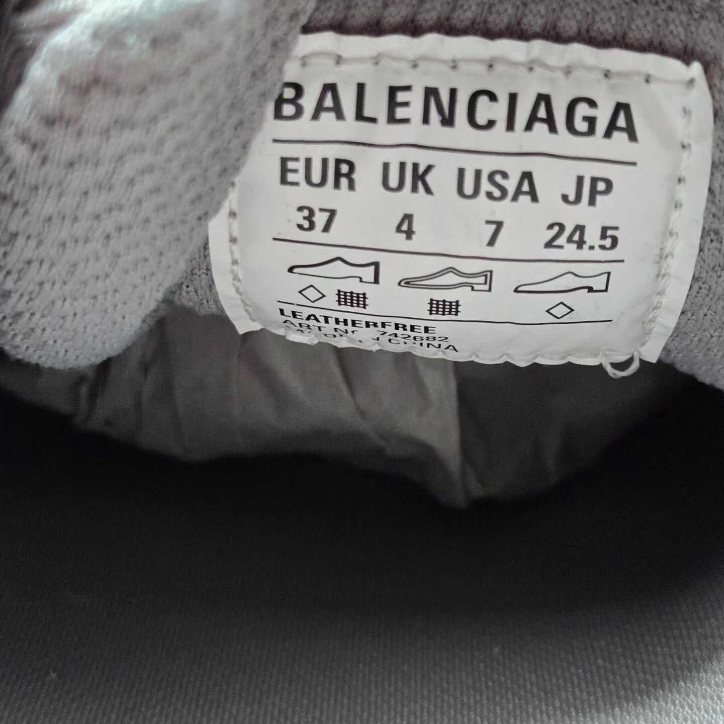 Balenciaga 3XL Gray Silver Mule Sneakers — label