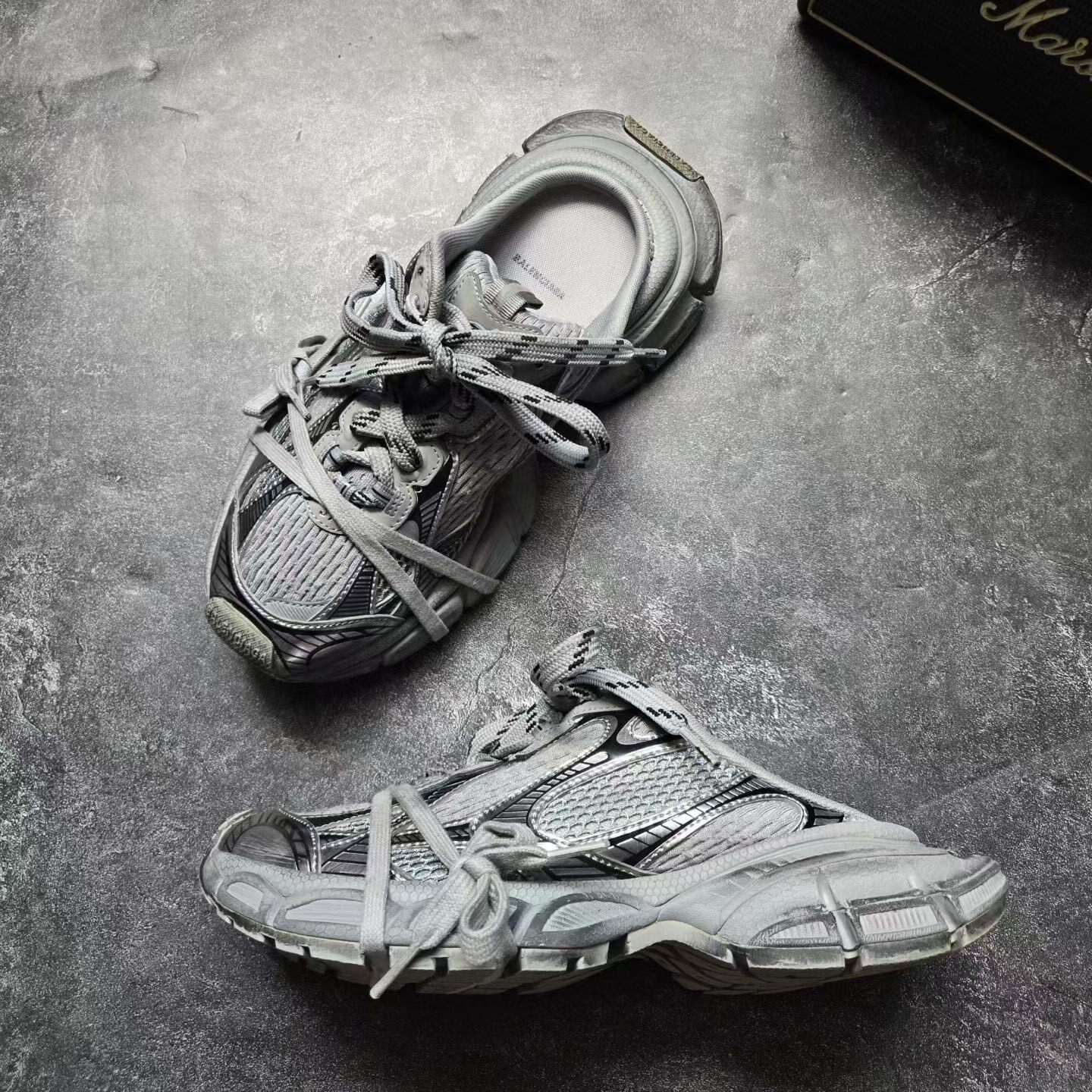 Balenciaga 3XL Gray Silver Mule Sneakers — back
