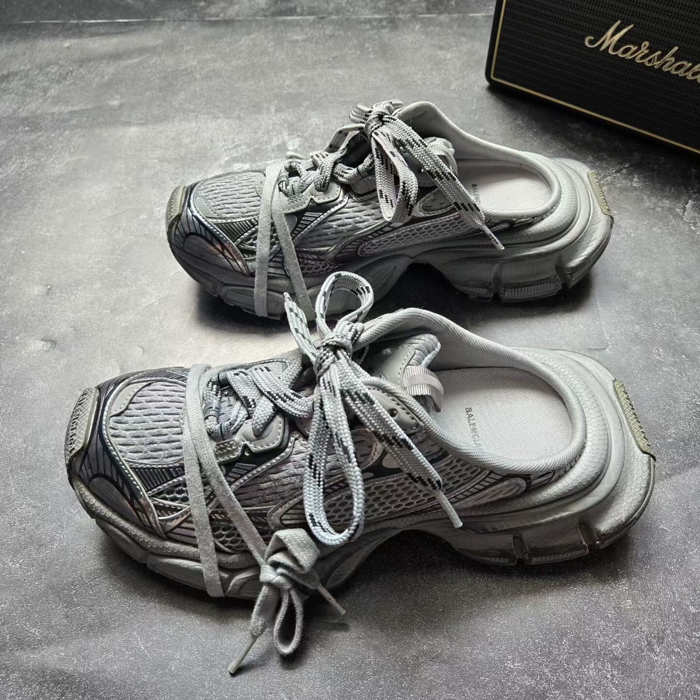 Balenciaga 3XL Gray Silver Mule Sneakers