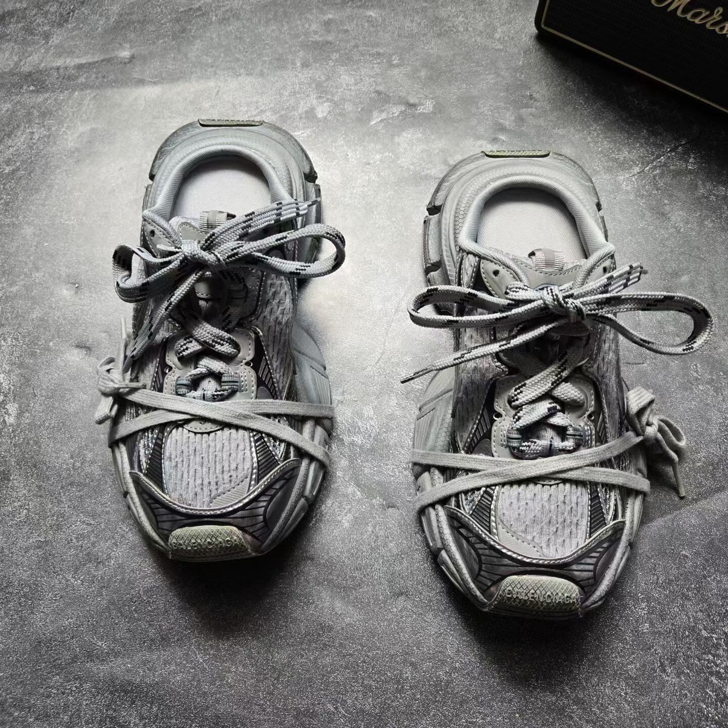 Balenciaga 3XL Gray Silver Mule Sneakers — front