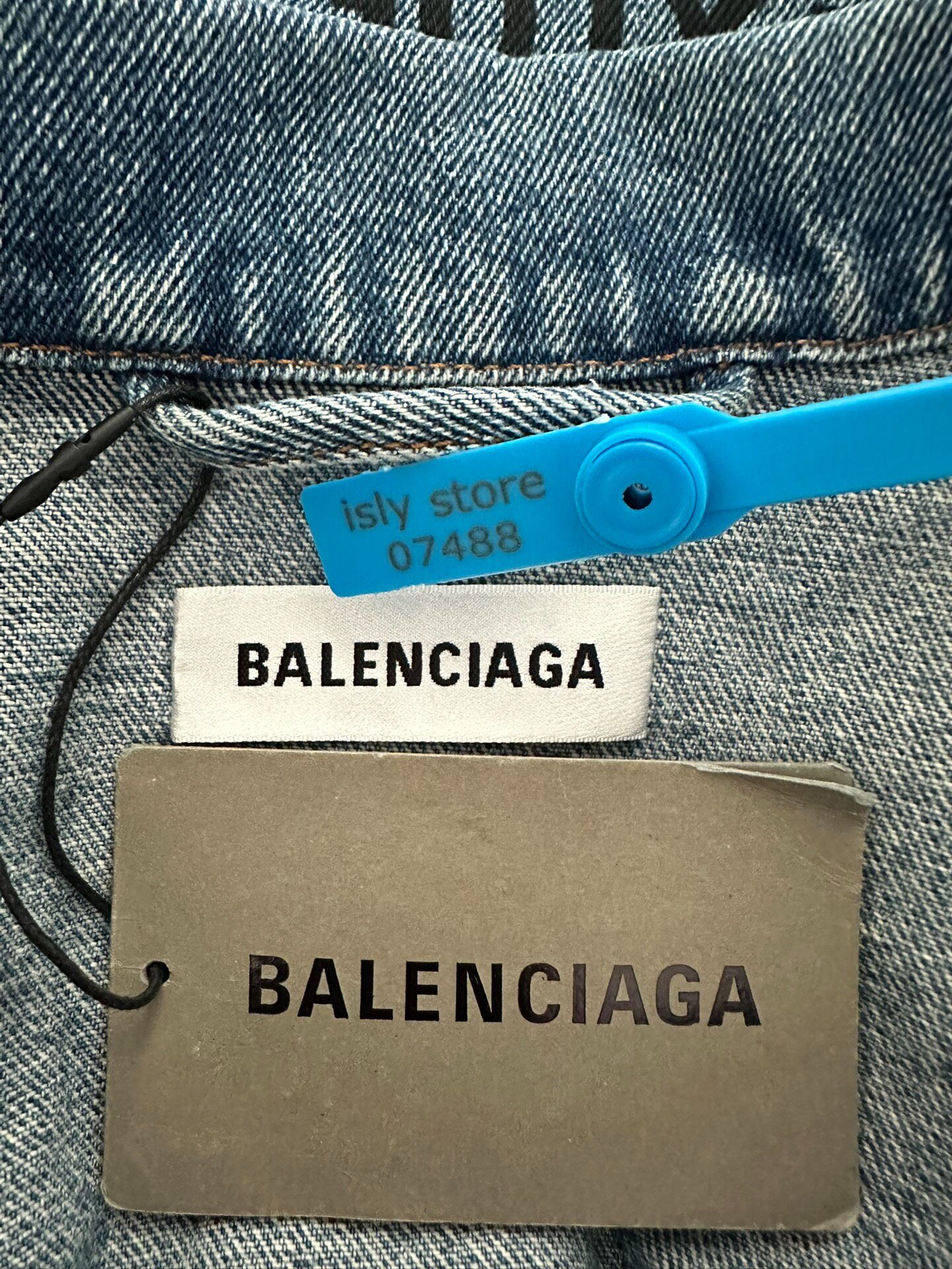 Balenciaga Women’s Light Blue Denim Jacket — label