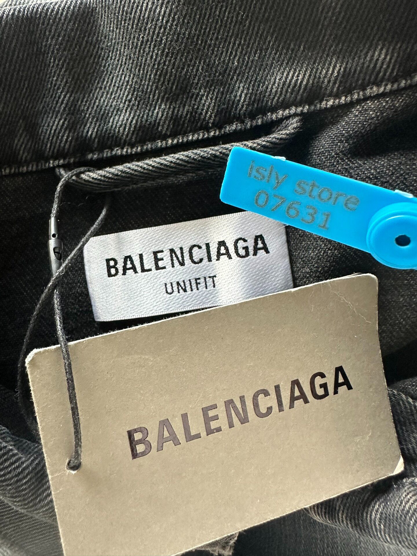 Balenciaga Men’s Black Denim Jacket — label