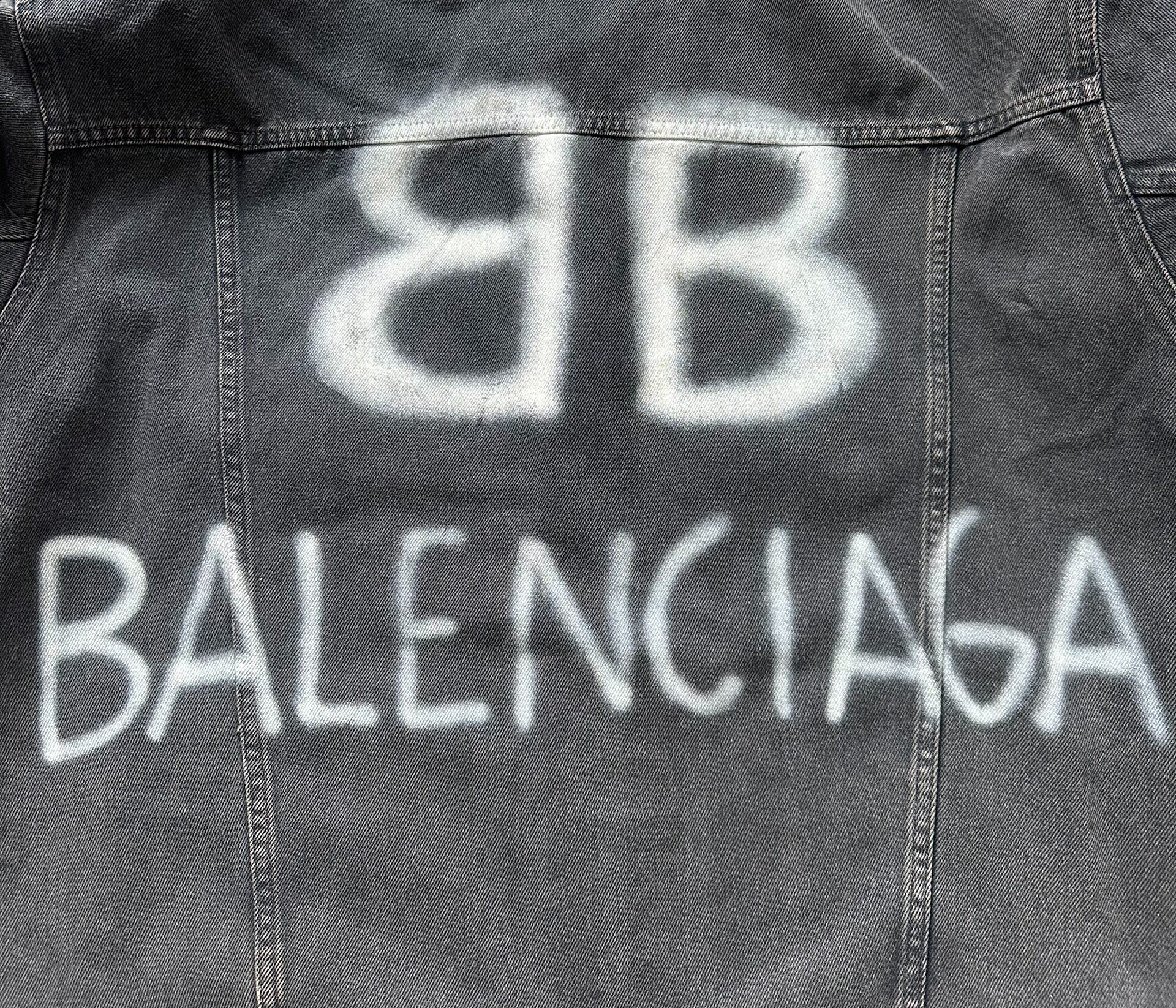 Balenciaga Men’s Black Denim Jacket — detail