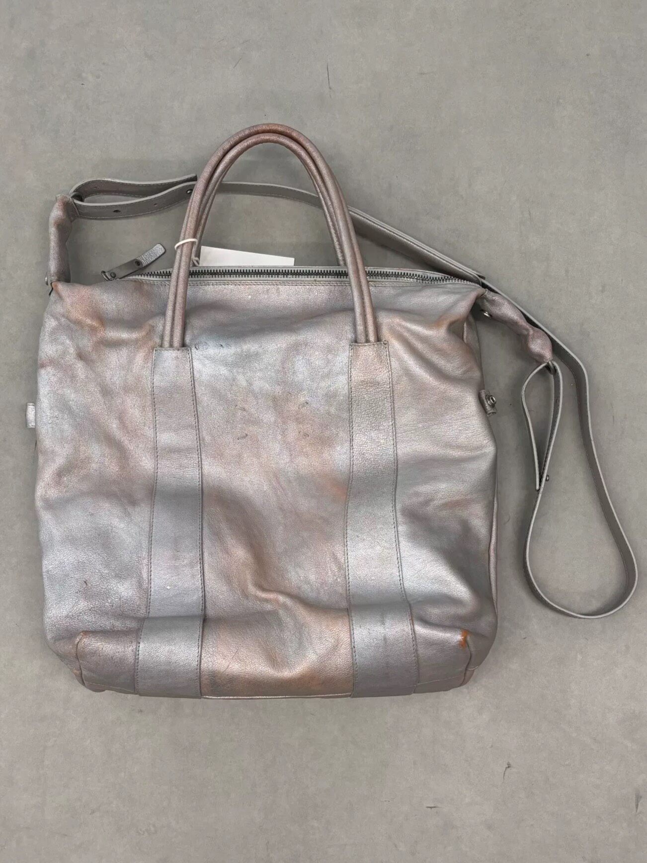 Maison Margiela SS2013 Silver Leather Tote — detail