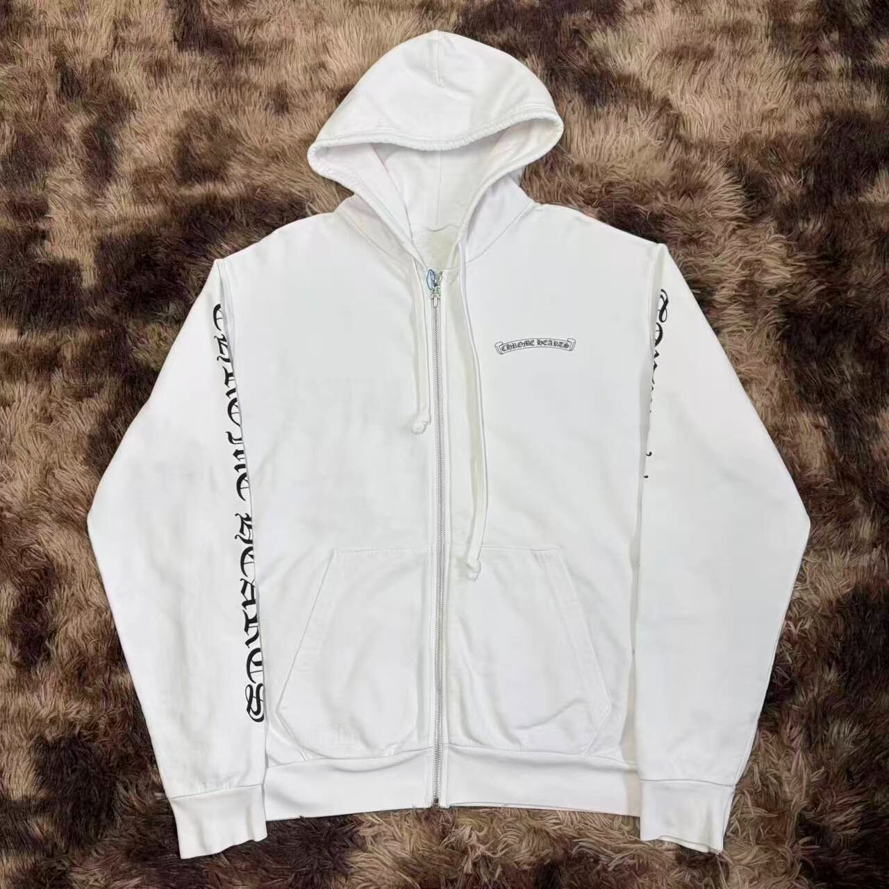 Chrome Hearts White Zip-Up Hoodie