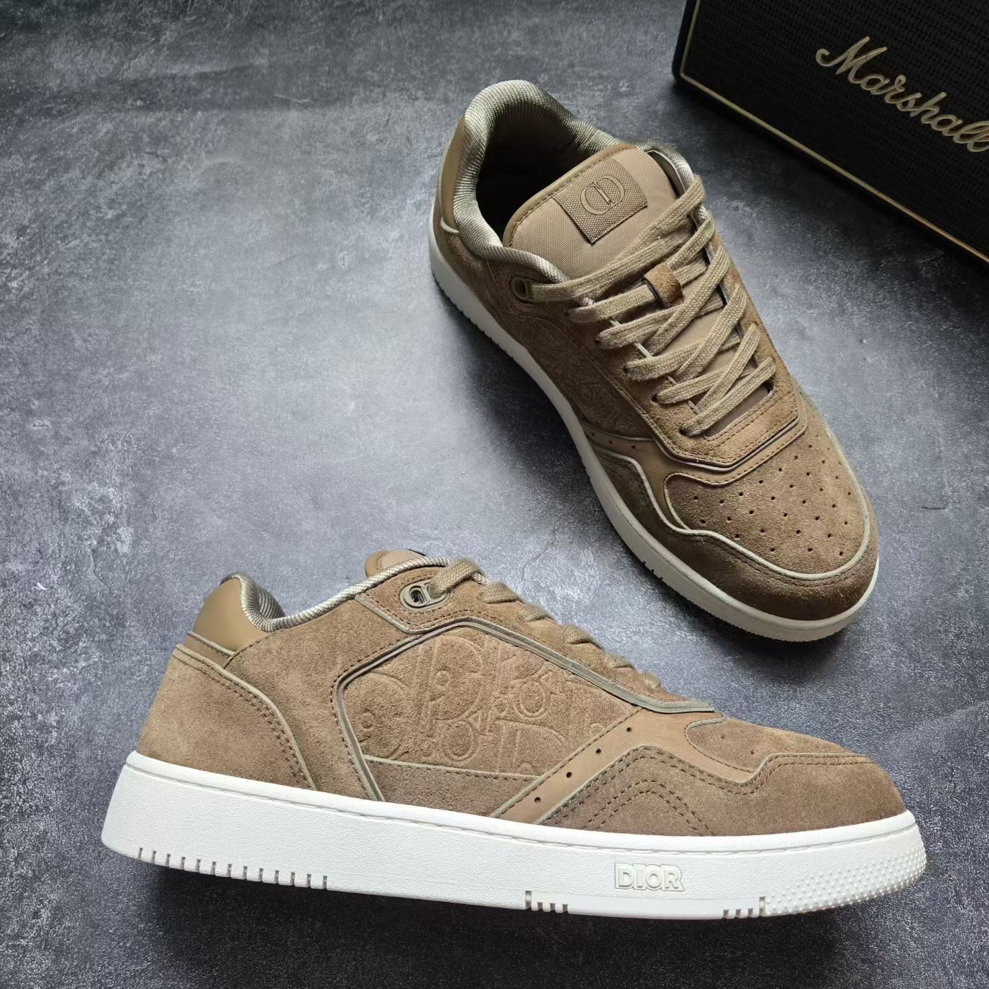 Dior B27 Brown Suede Sneakers — label