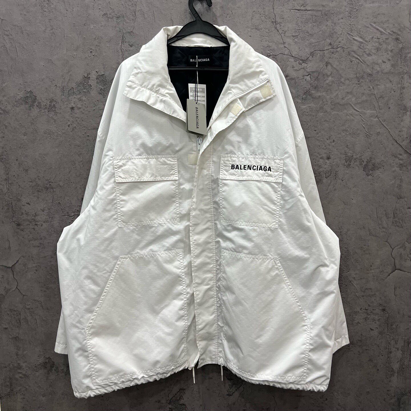 Balenciaga White Embroidered Logo Jacket