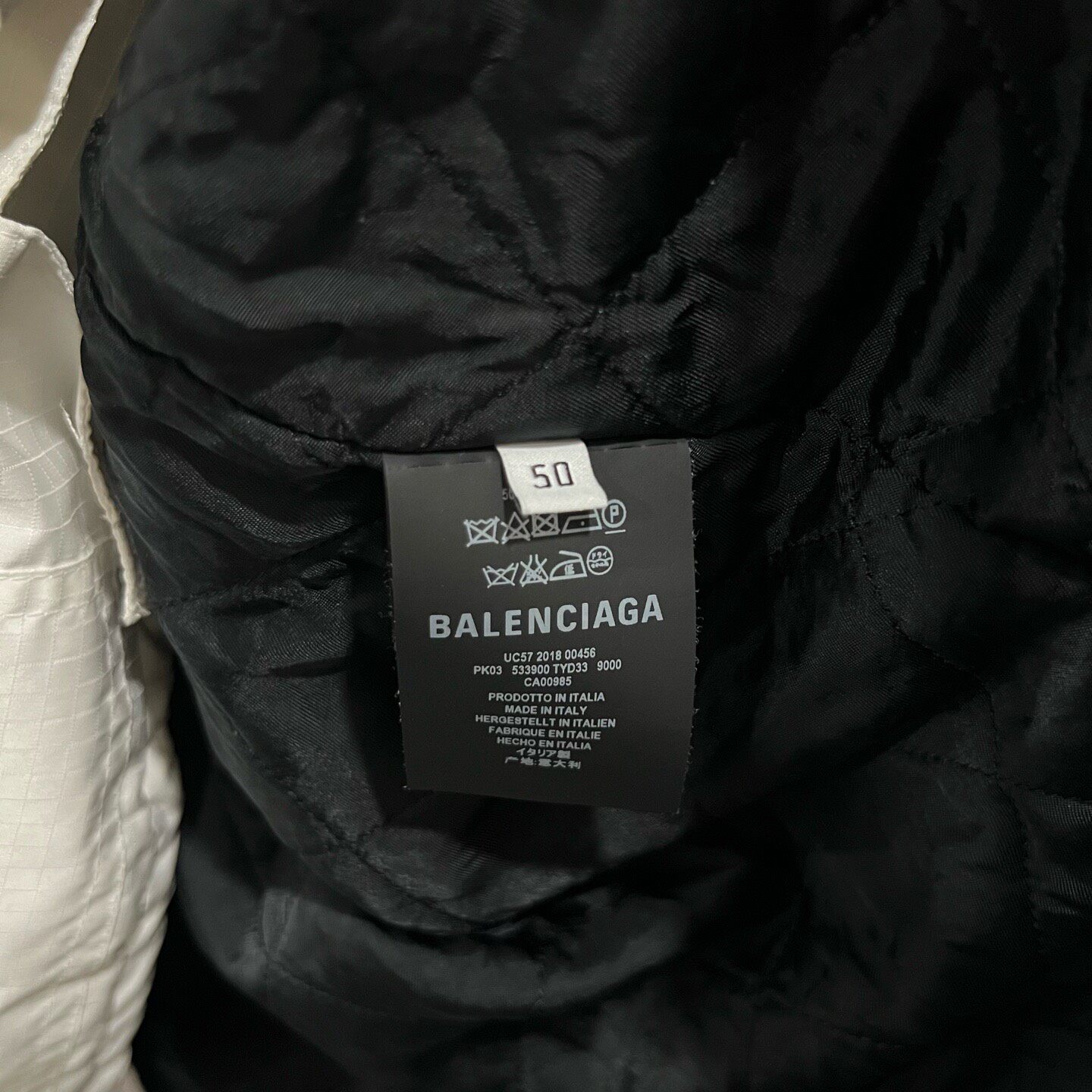 Balenciaga White Embroidered Logo Jacket — label