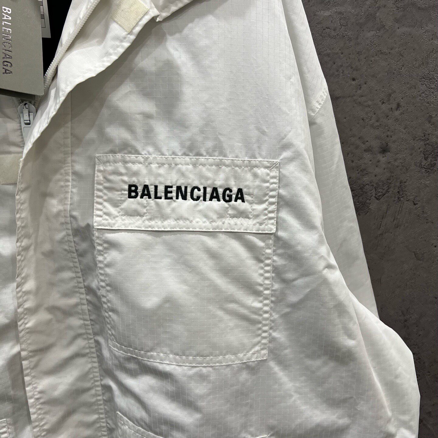 Balenciaga White Embroidered Logo Jacket — front