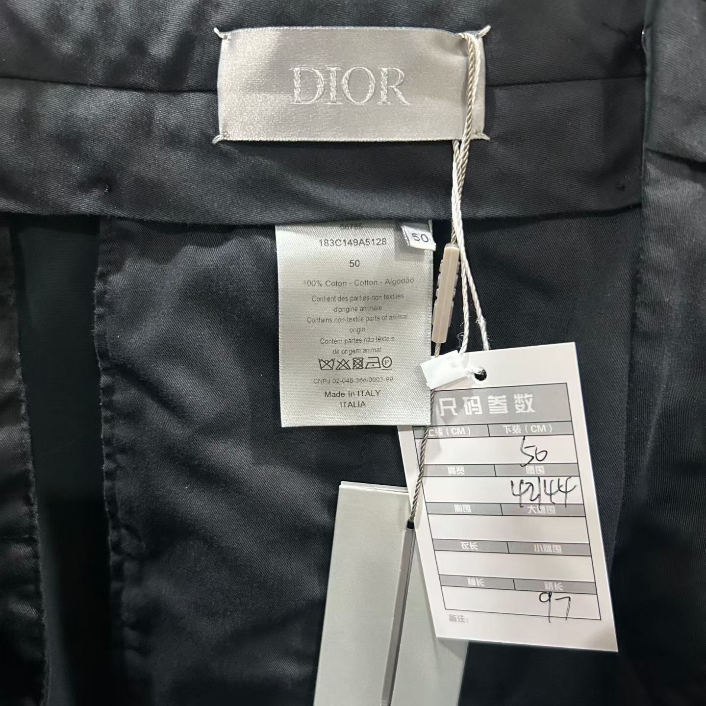 Dior Black Large Pocket Cargo Pants — label