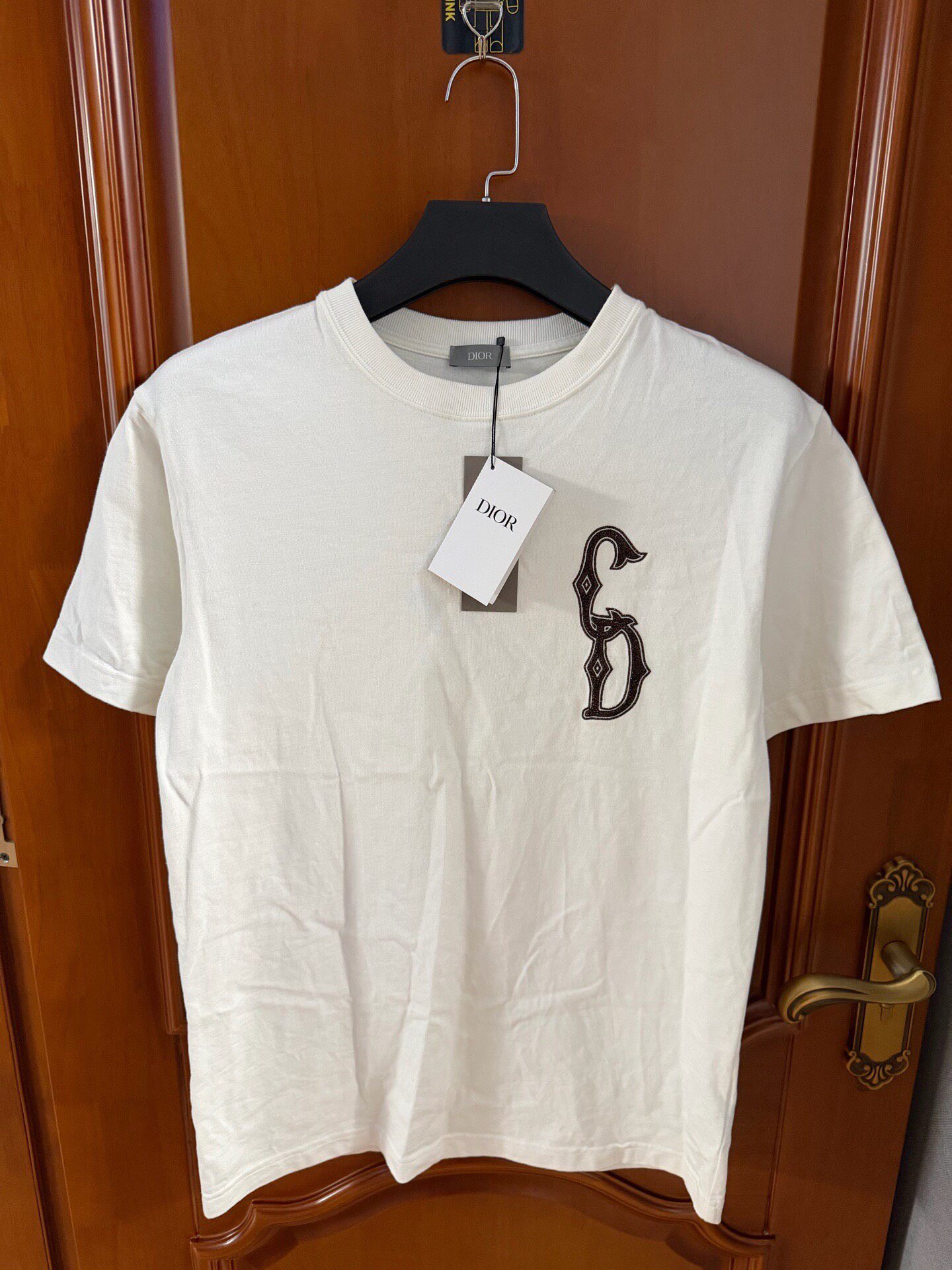 Dior White CD Embroidery Short Sleeve T-Shirt