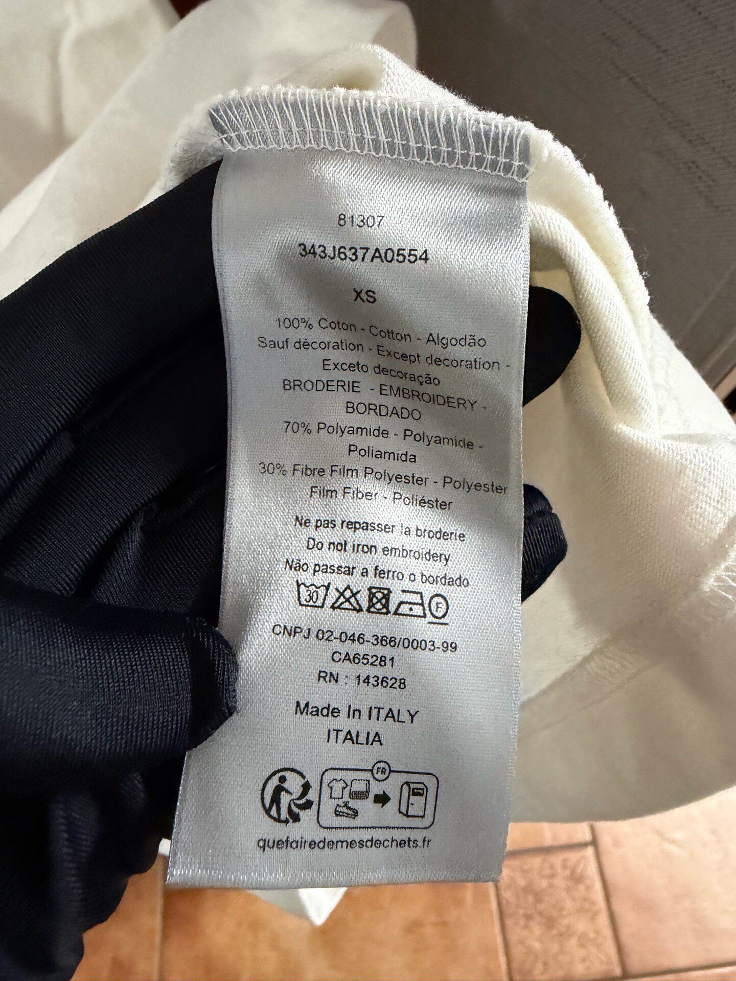 Dior White CD Embroidery Short Sleeve T-Shirt — detail