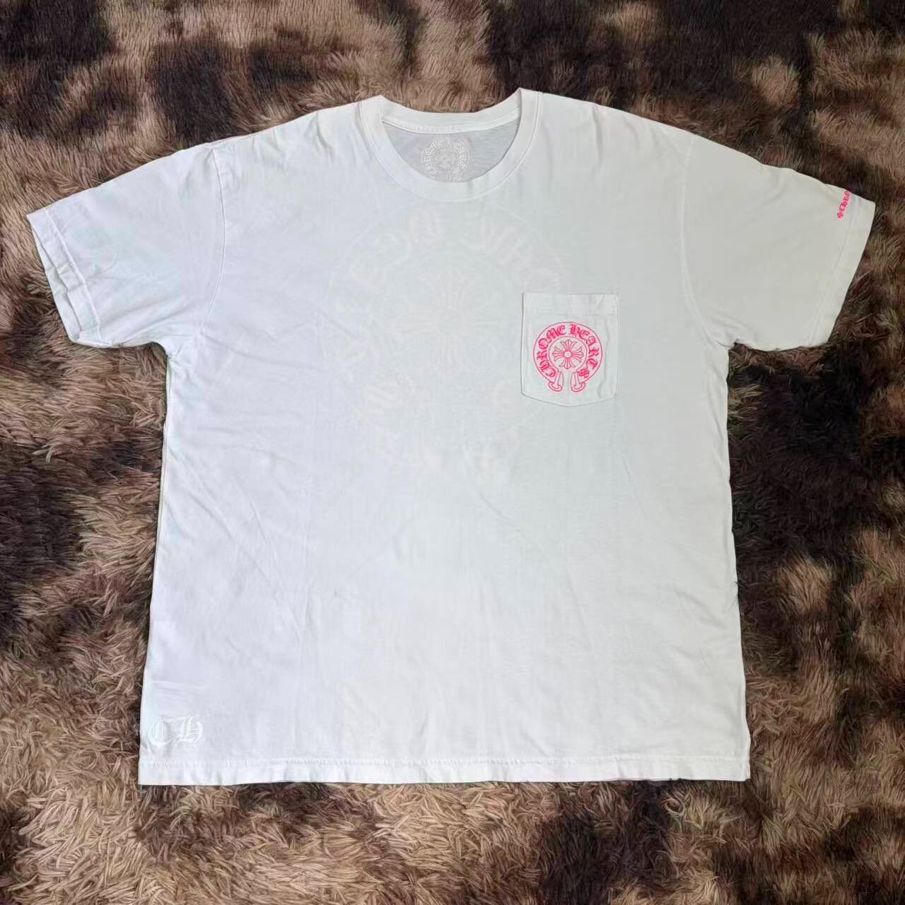 Chrome Hearts White Pink Logo Short Sleeve Tee