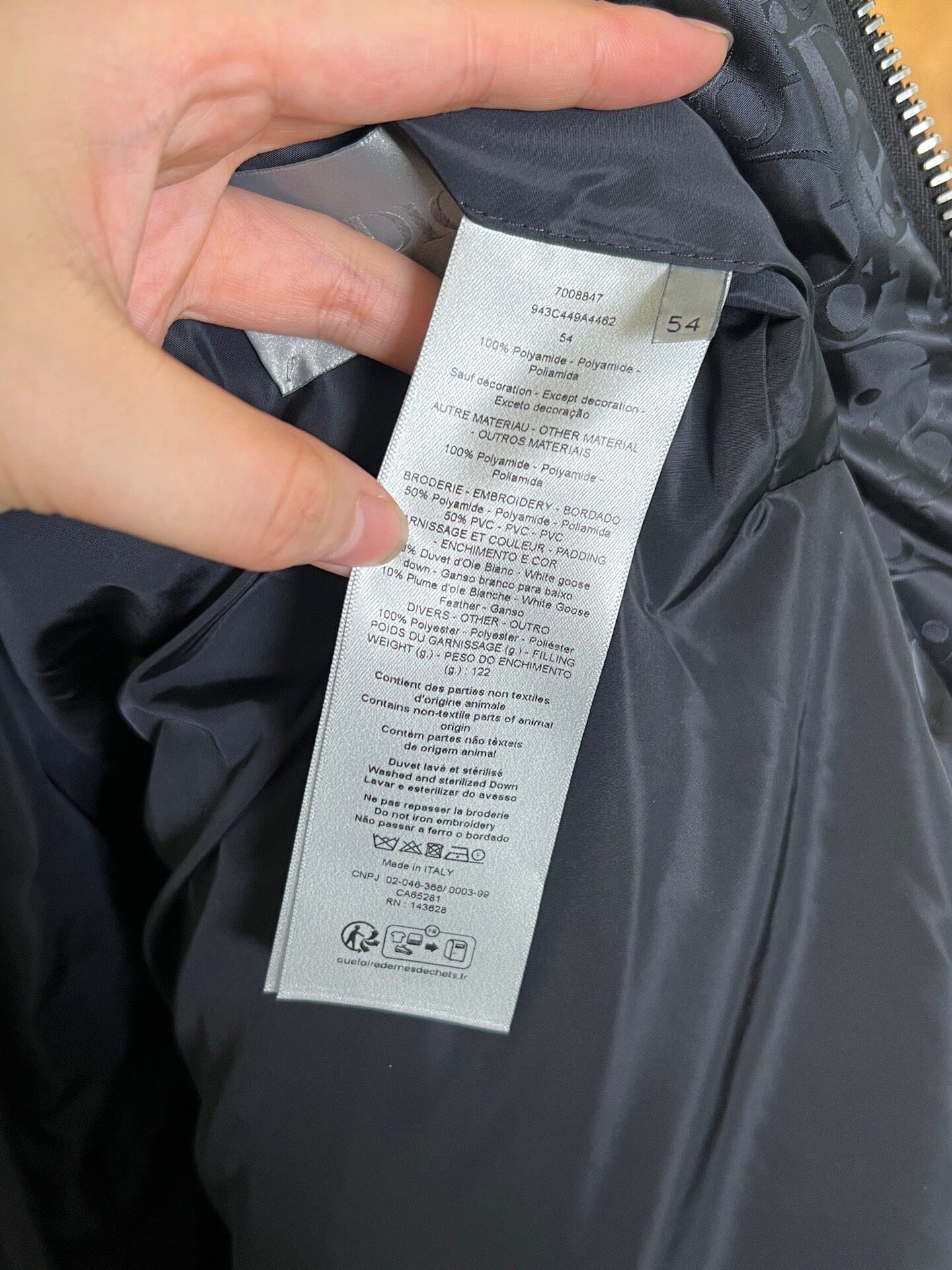 Dior Full Monogram Puffer Down Jacket — label