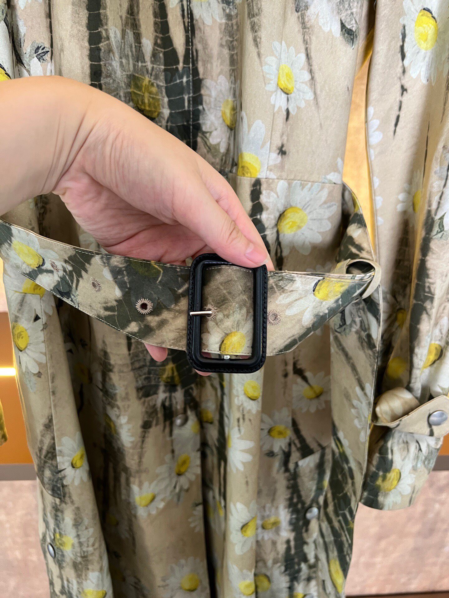 Dior Beige Daisy Print Trench Coat — back