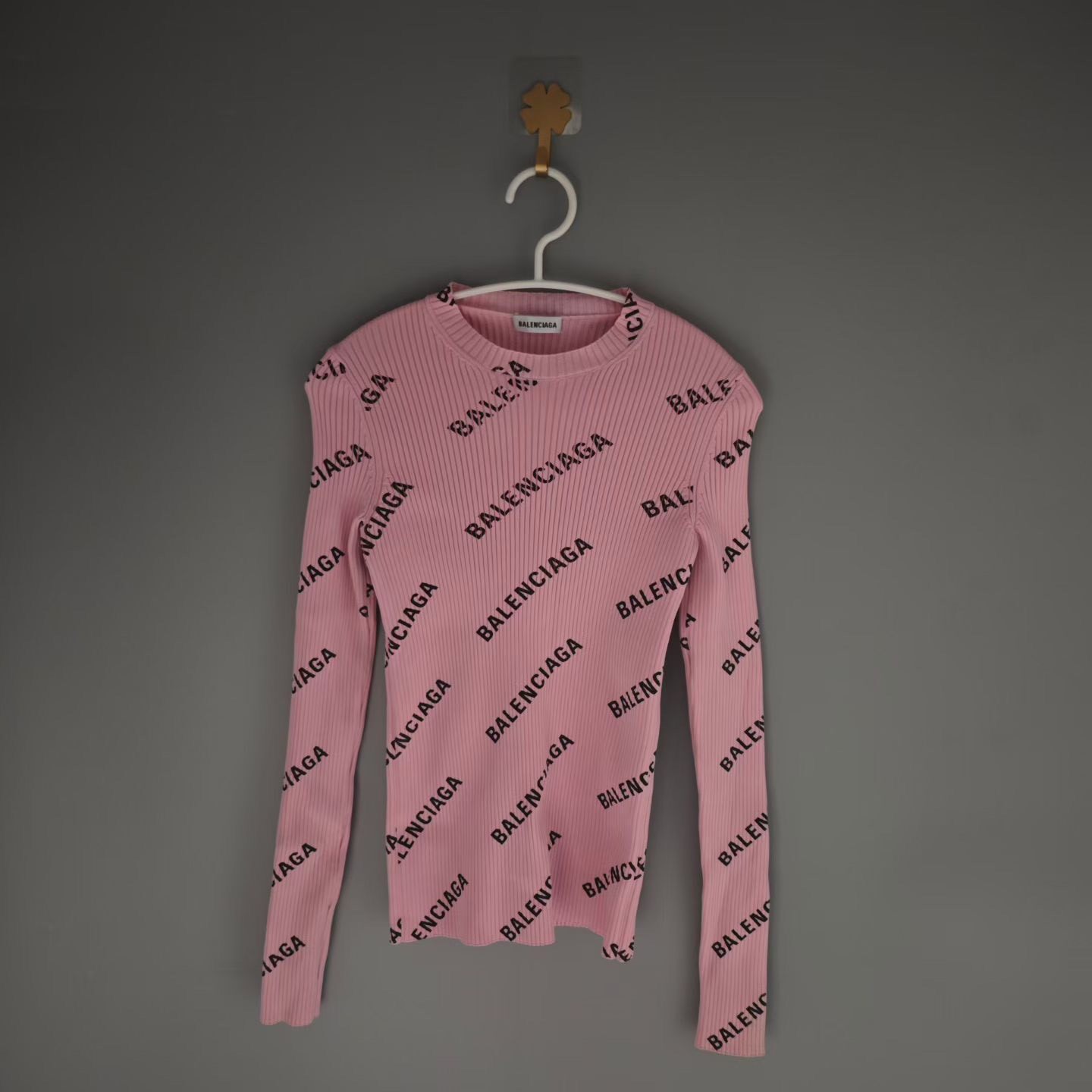 Balenciaga Pink Logo Knit Top