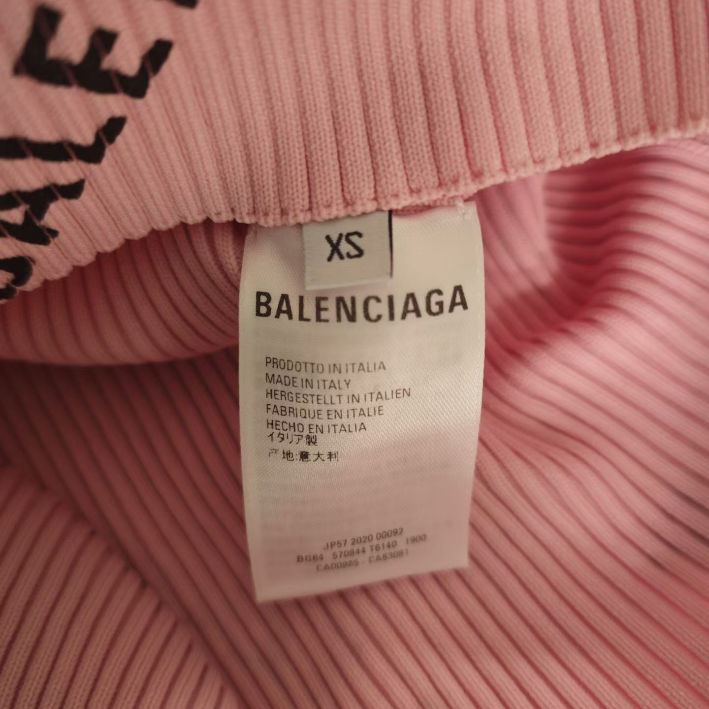 Balenciaga Pink Logo Knit Top — label