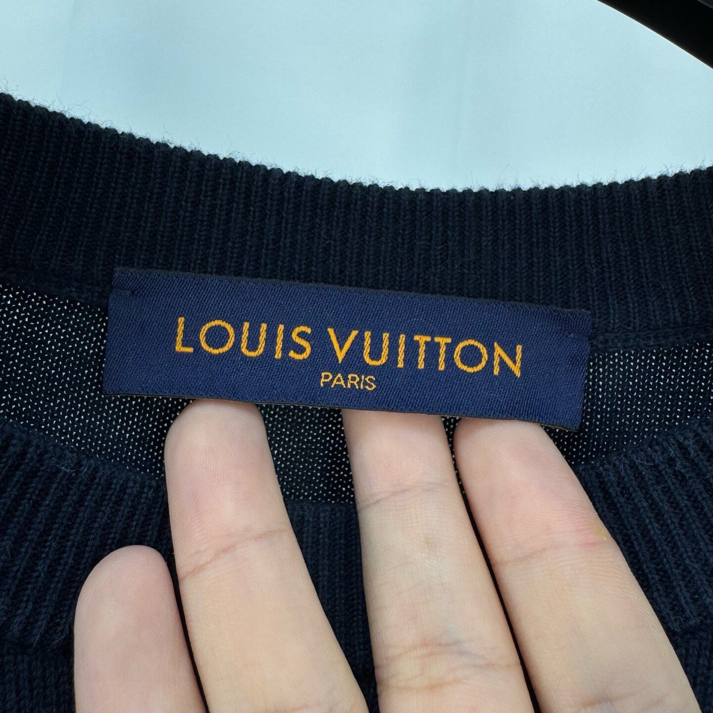 Louis Vuitton Blue Knit Short-Sleeve Top — label
